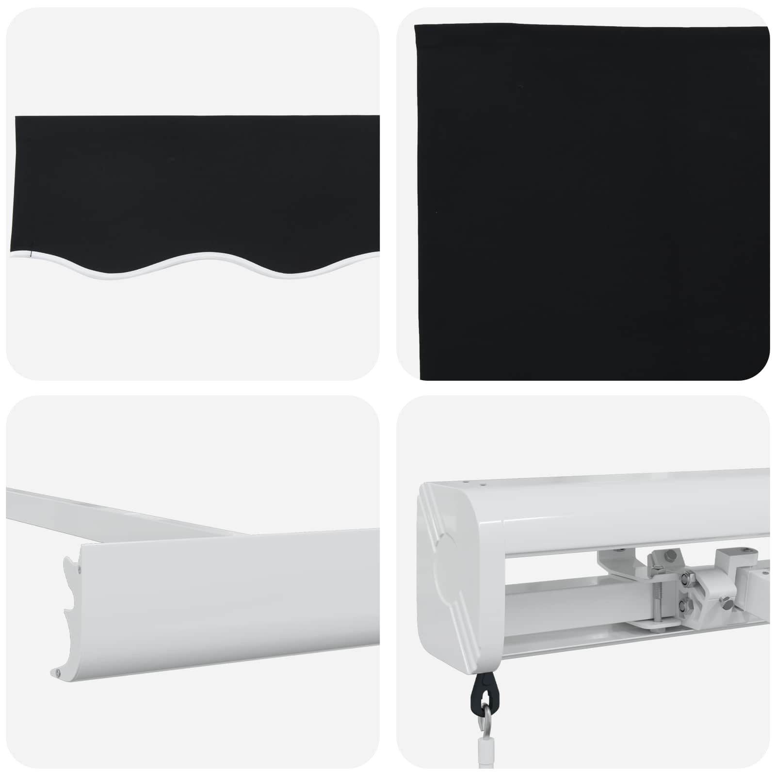 Black manual extendable awning, 300x250 cm