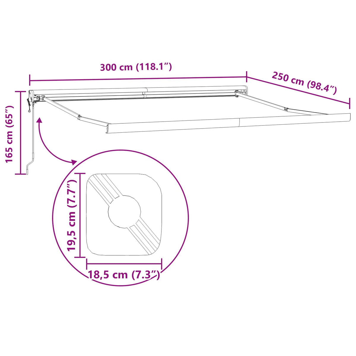 Elektrinė pavėsinė 3 x 2,5 m Juoda 100% poliesteris