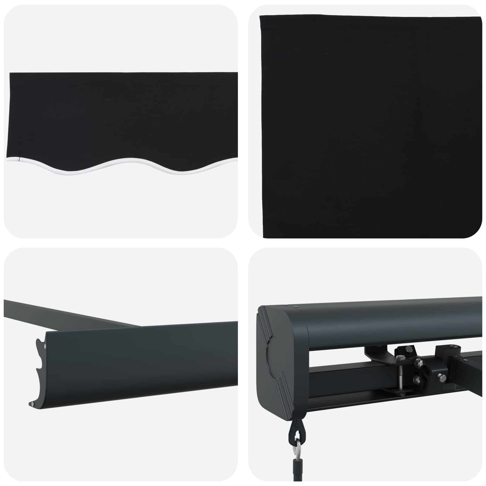 Ištraukiama markizė Juoda 300 x 250 cm Audinys, metalas