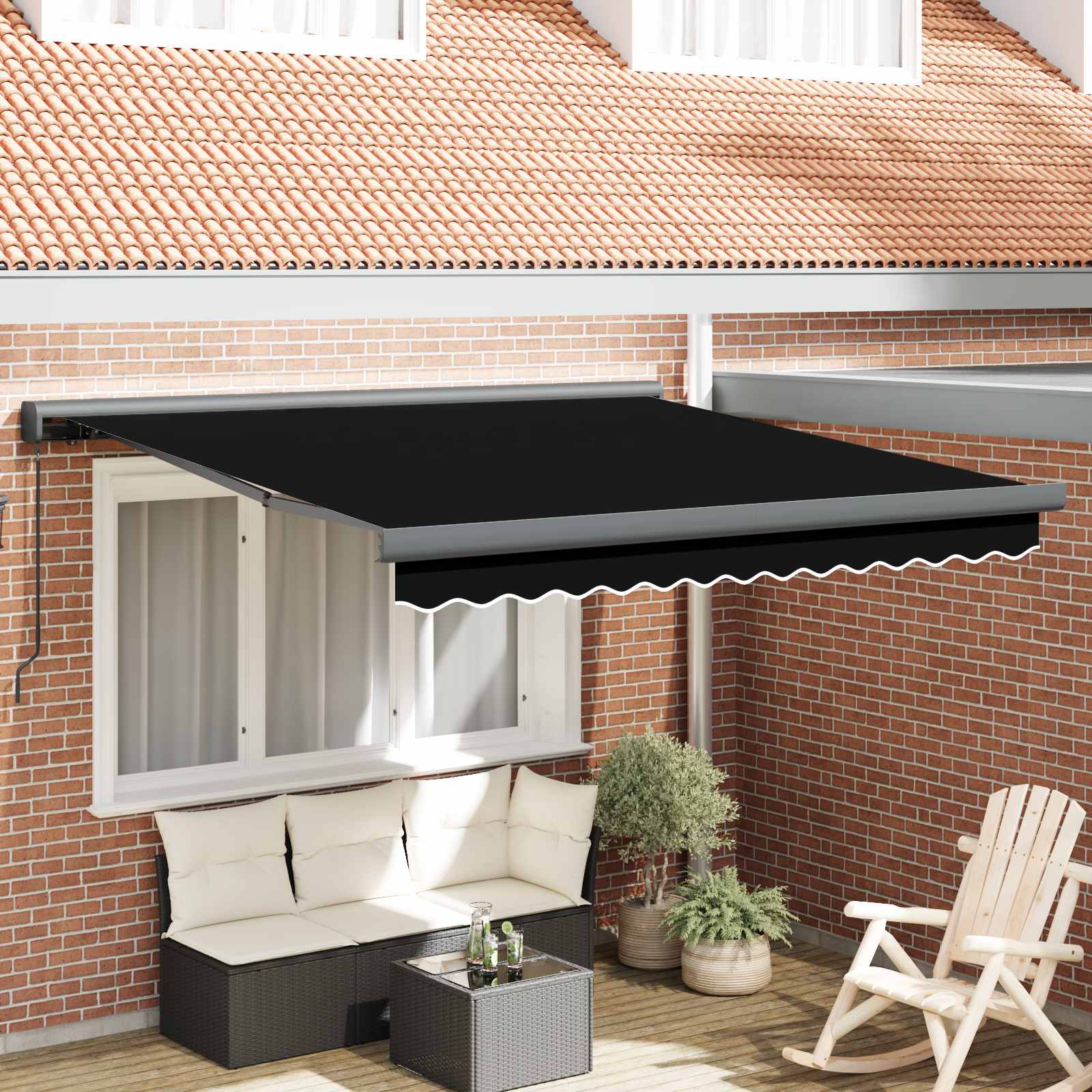 Ištraukiama markizė Juoda 300 x 250 cm Audinys, metalas