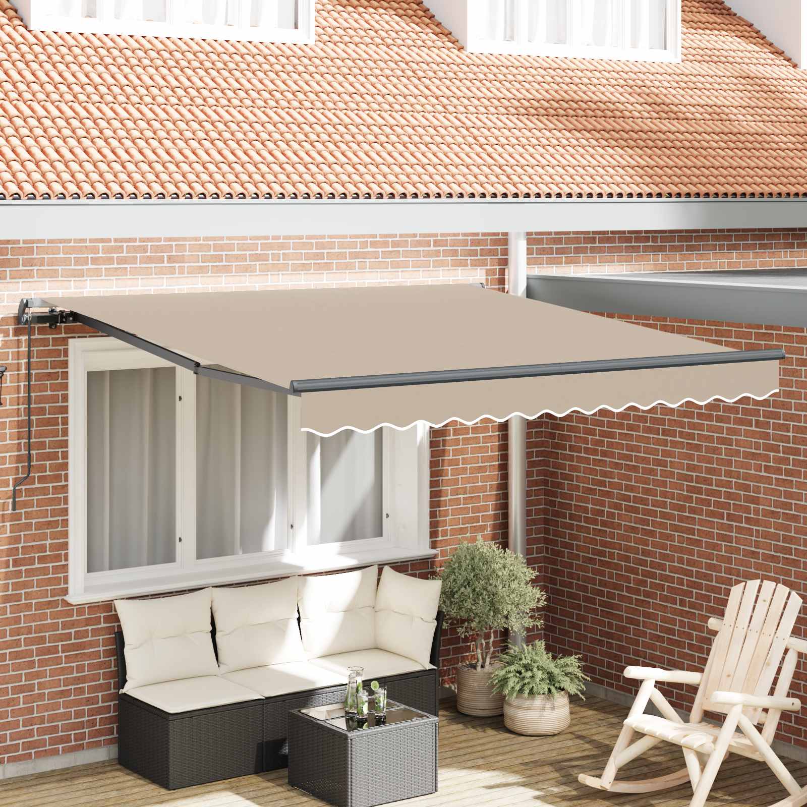 Retractable Awning Sand 300 x 250 cm Polyester and Steel