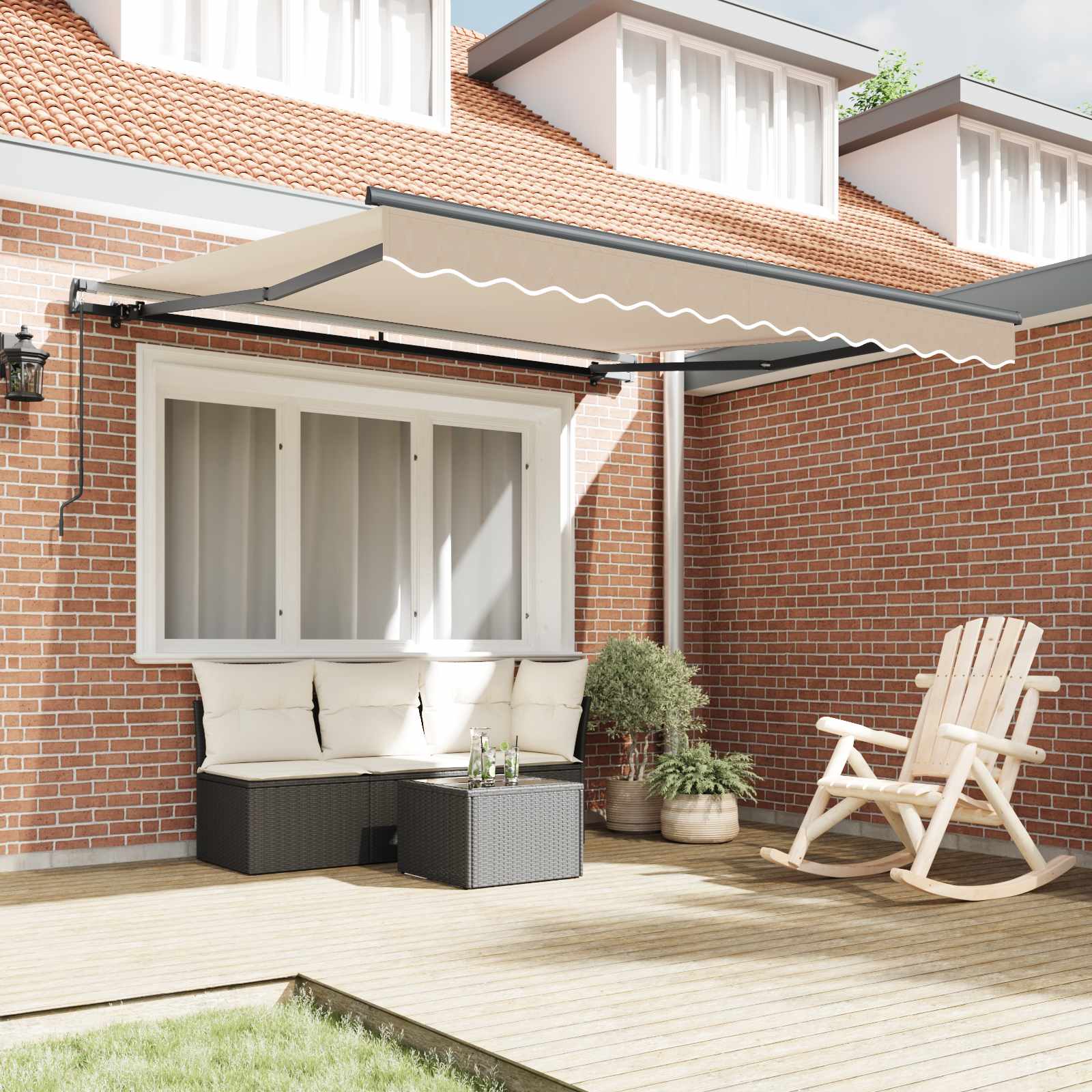 Retractable Awning Sand 300 x 250 cm Polyester and Steel