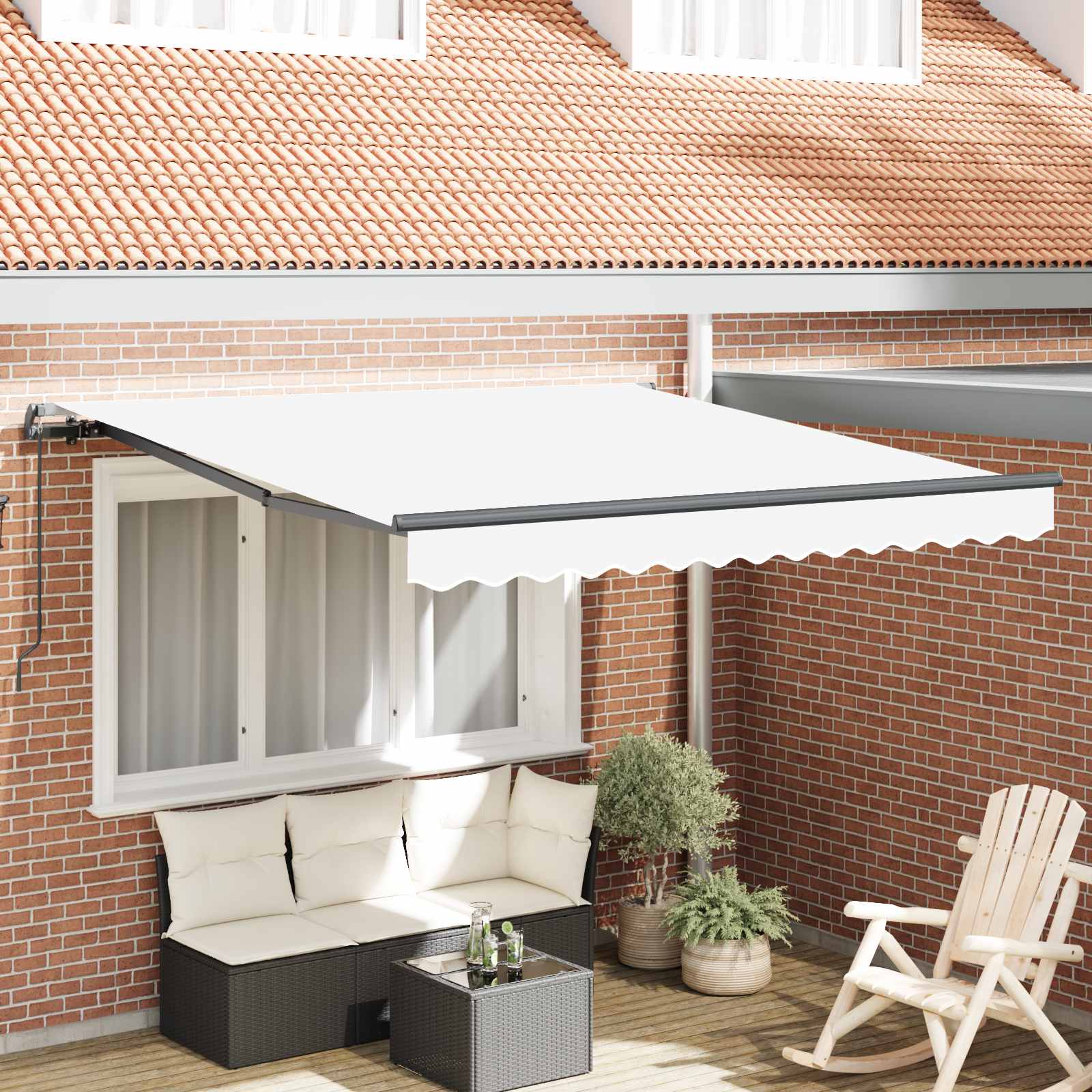 Izvelkamā nojume Balta 300 x 250 cm Poliesters un tērauds