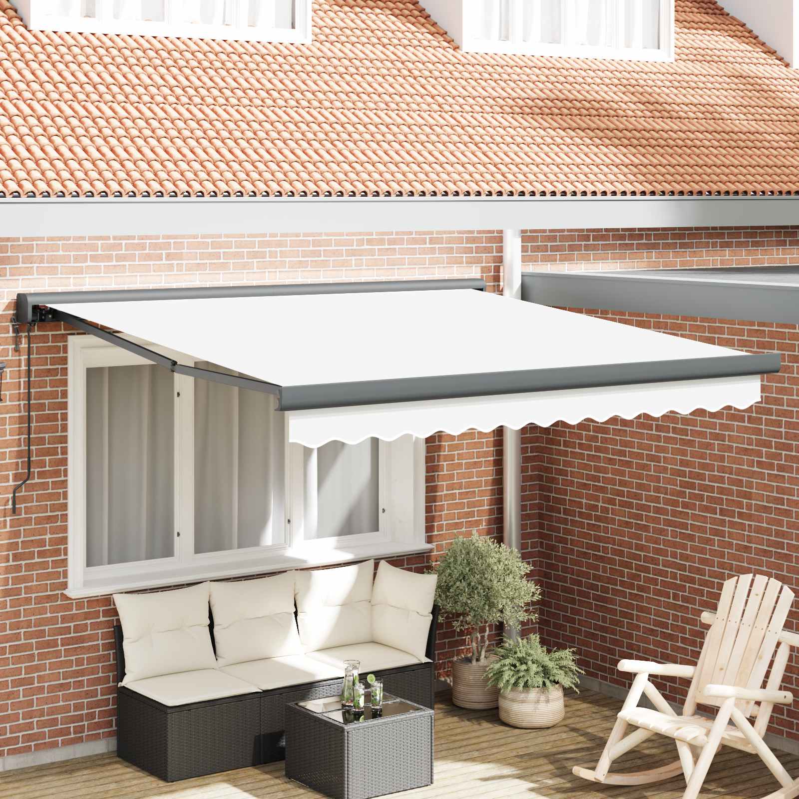 automatic retractable awning white 300x250 cm