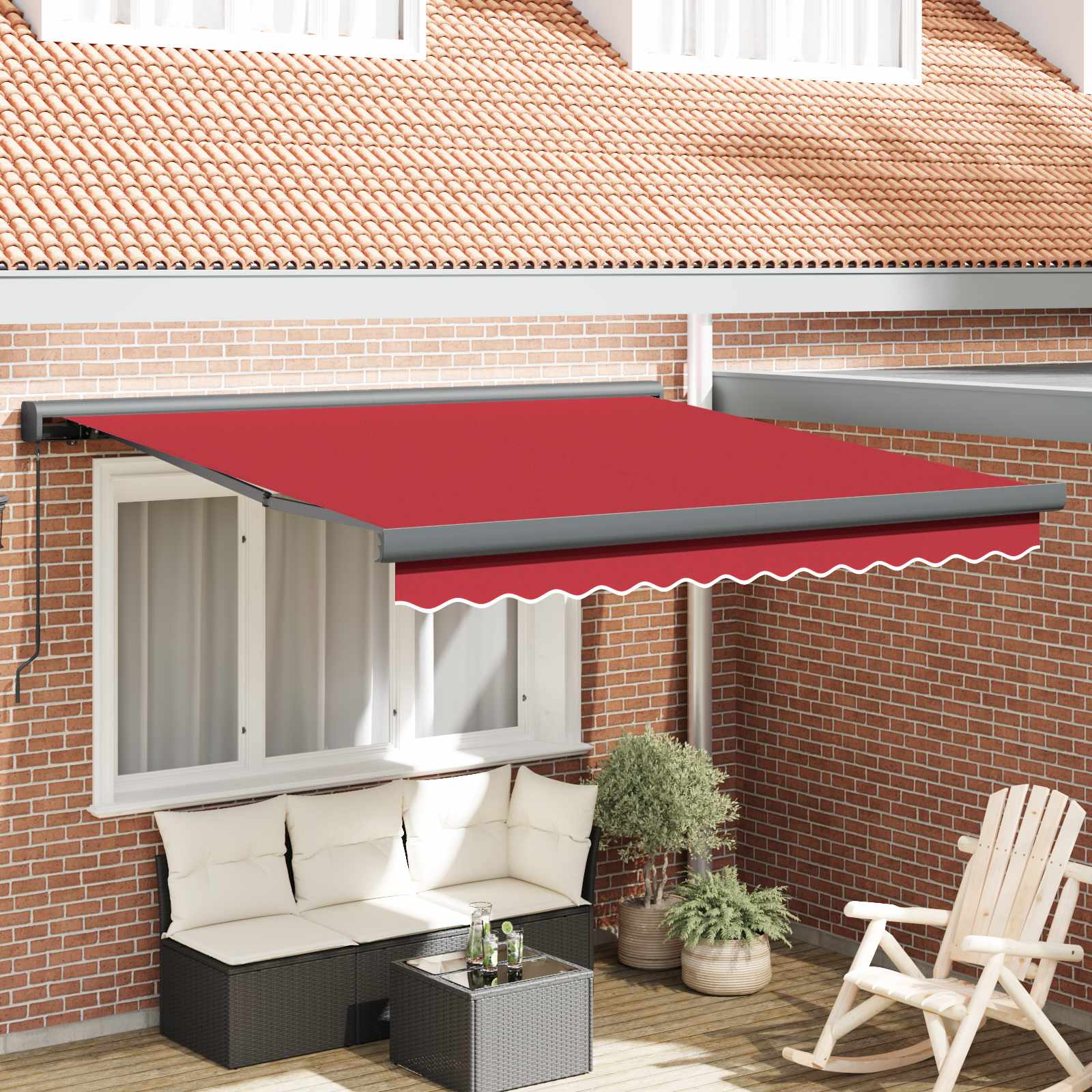Ištraukiama markizė Raudona 300 x 250 cm Audinys ir aliuminis