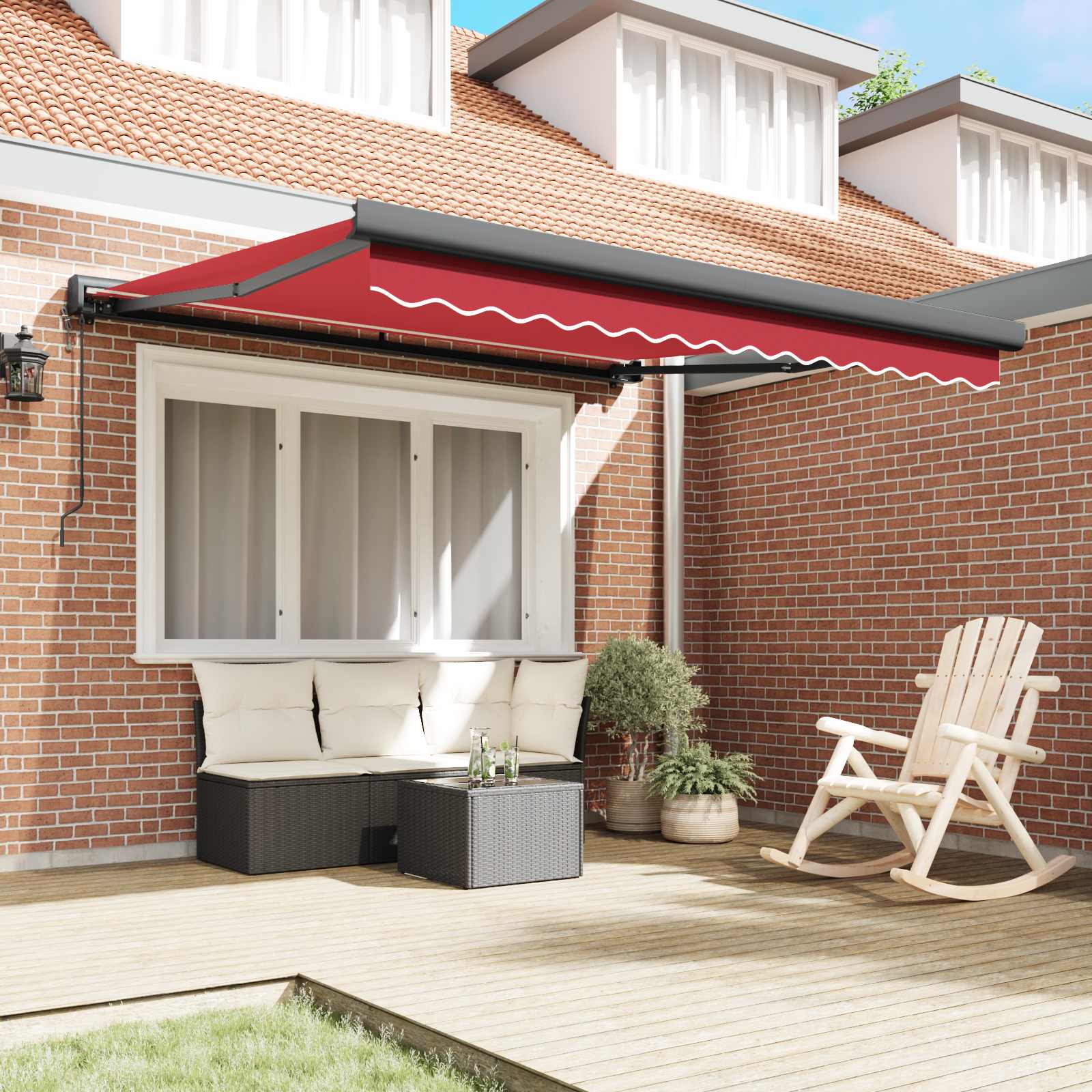 Automatinė įtraukimo markizė raudona 300x250 cm