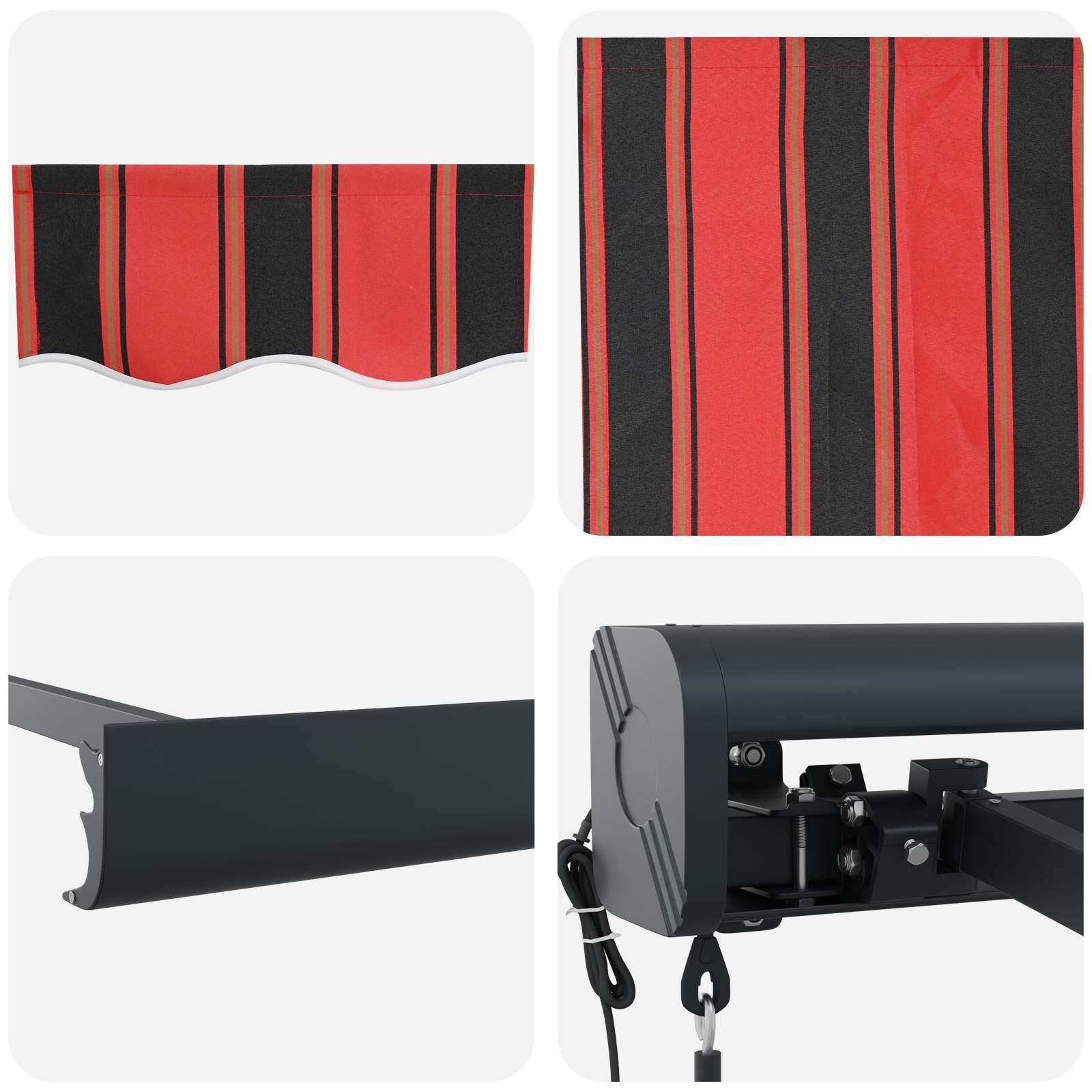 Rankinė įtraukiama markizė su LED oranžinė ir ruda 350x250 cm