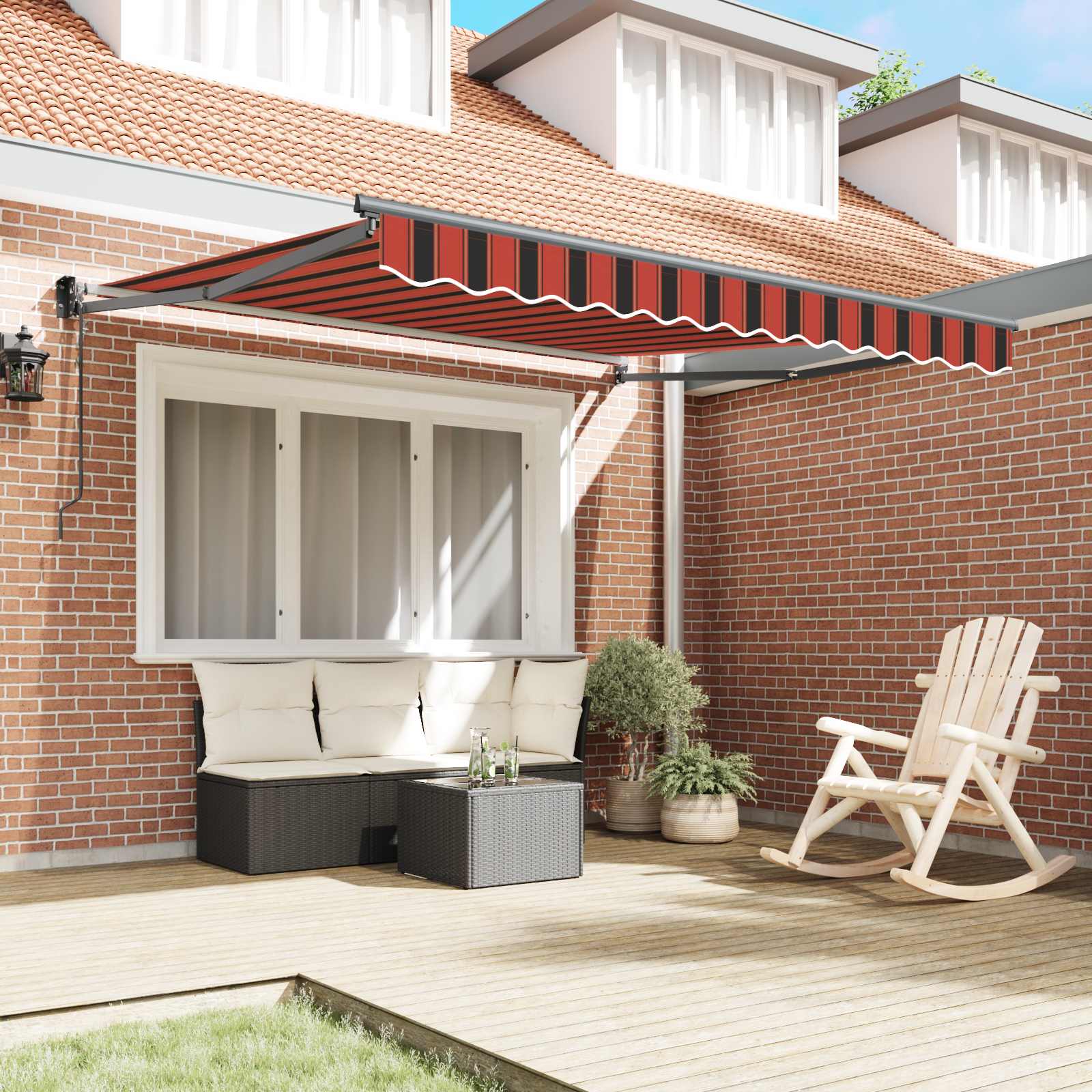Red and Black Gazebo 350 x 250 x 165 cm Polyester