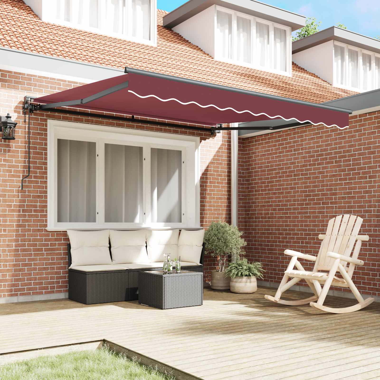Ištraukiama markizė Bordo raudona 350x250 cm audinys