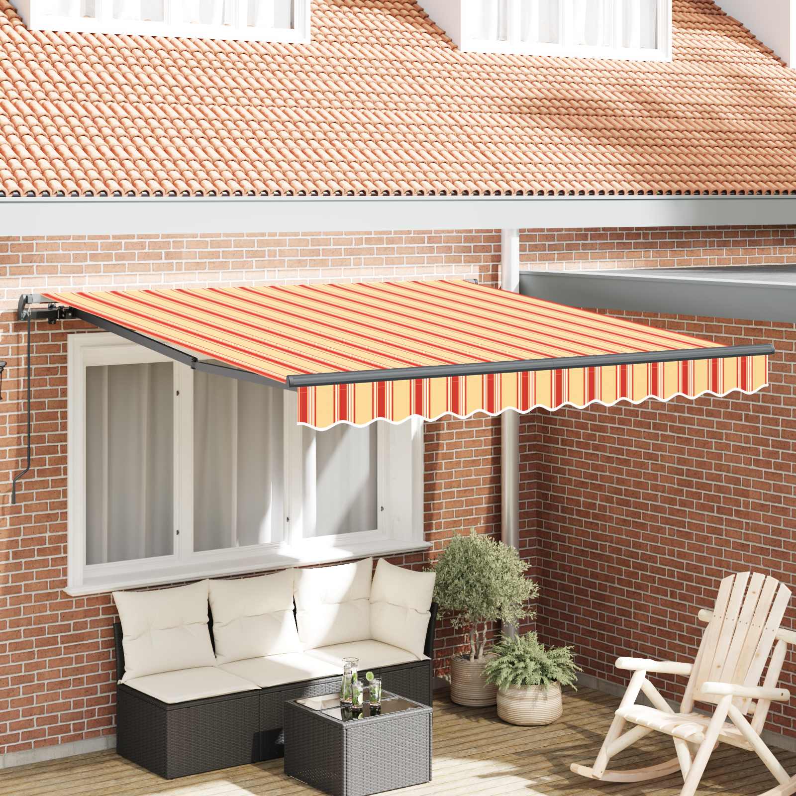 Retractable Awning Yellow and Orange 350 x 250 cm