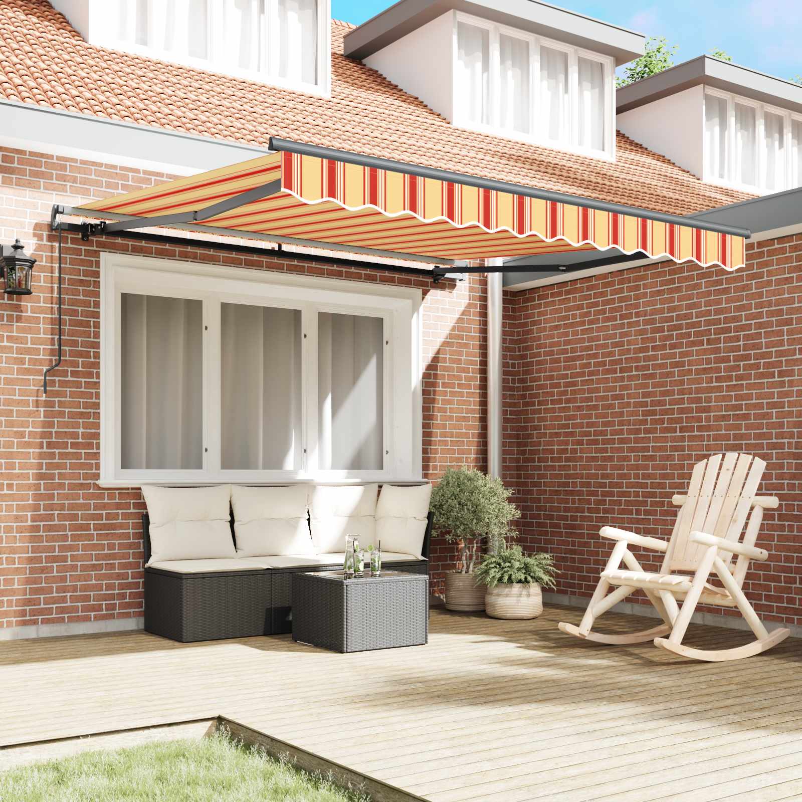 Retractable Awning Yellow and Orange 350 x 250 cm