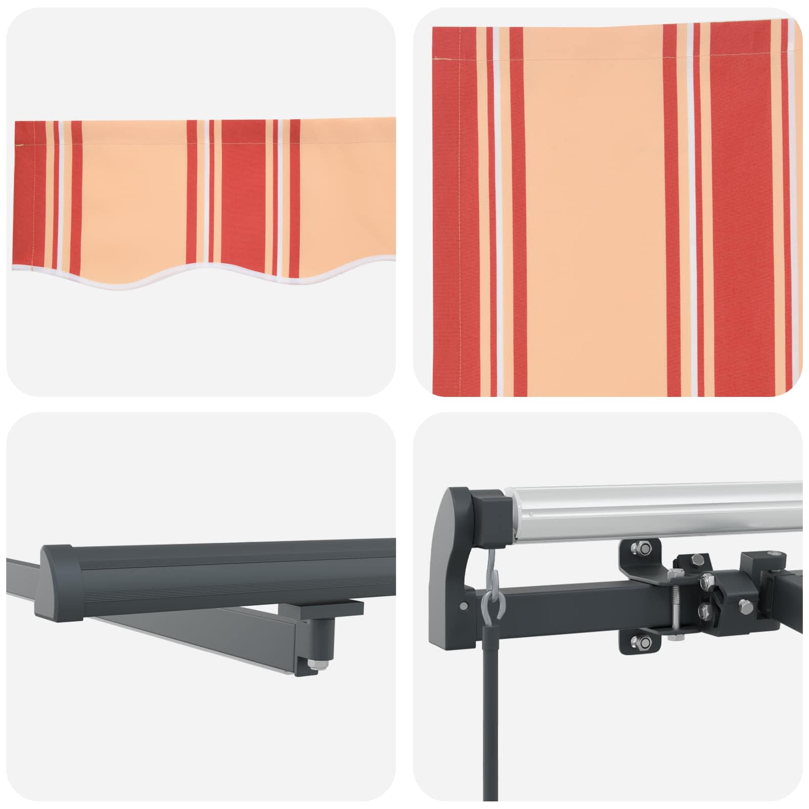 Manual retractable awning with LED yellow and orange 350x250 cm