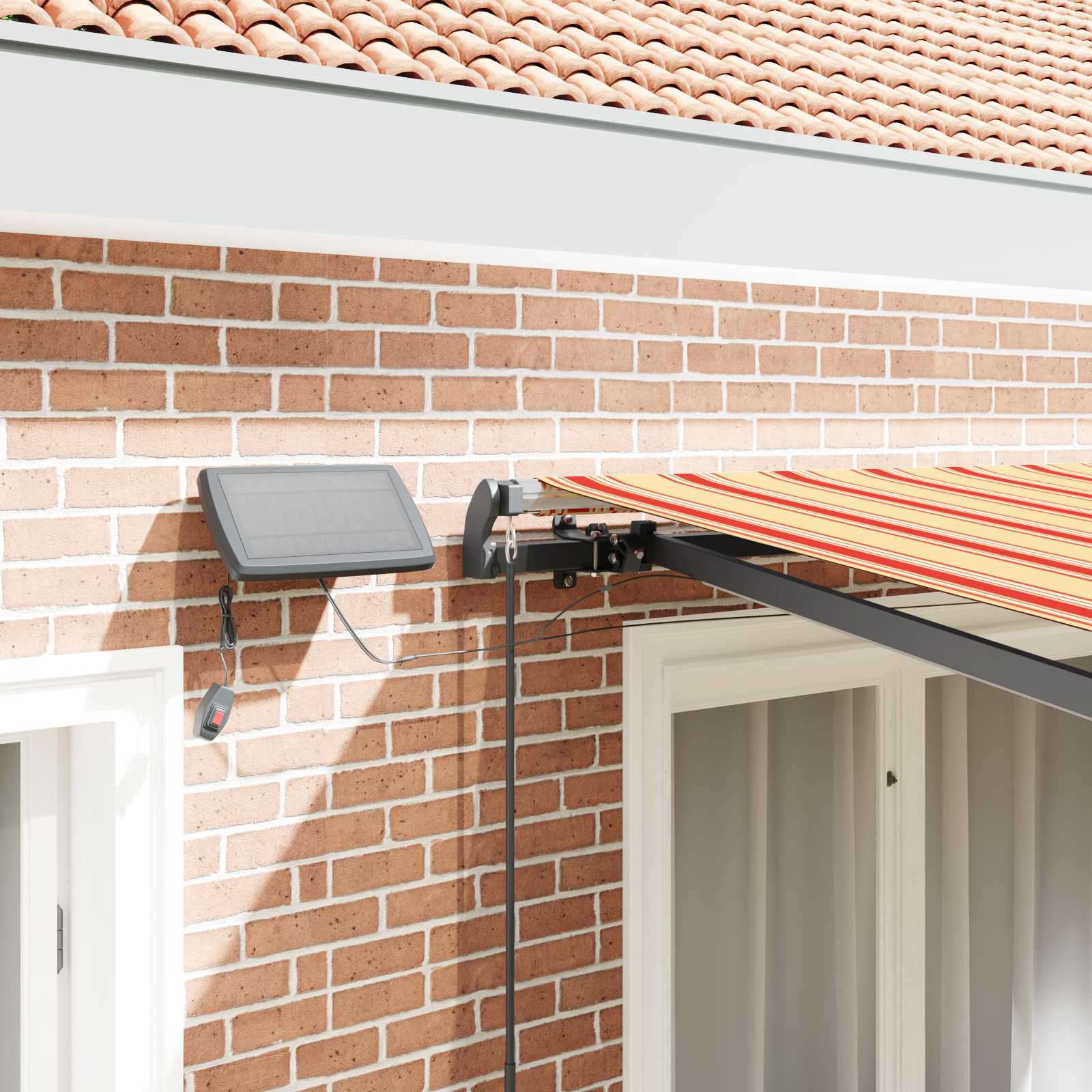 Manual retractable awning with LED yellow and orange 350x250 cm