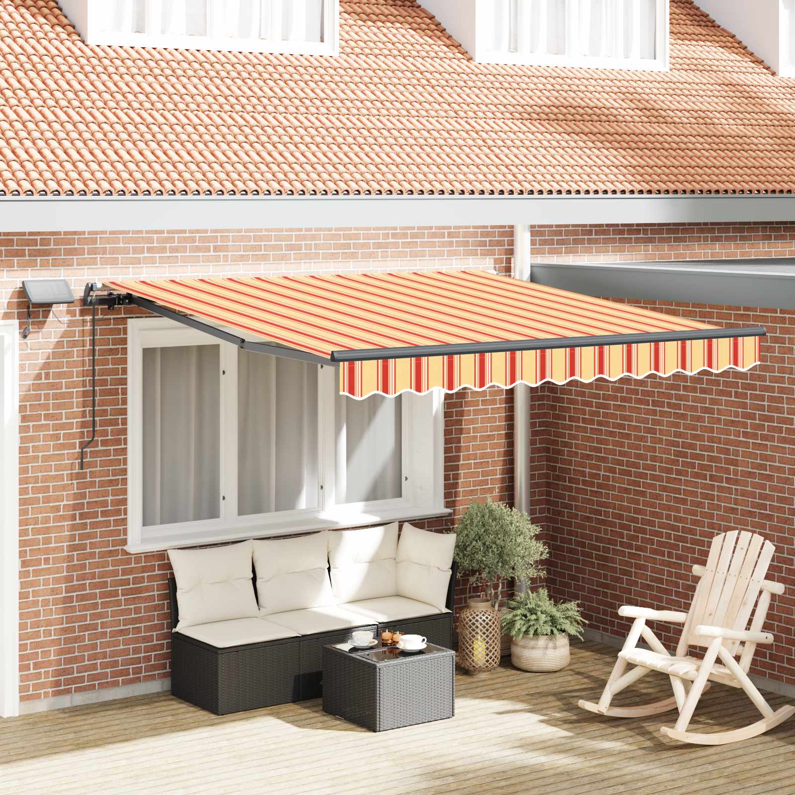 Manual retractable awning with LED yellow and orange 350x250 cm