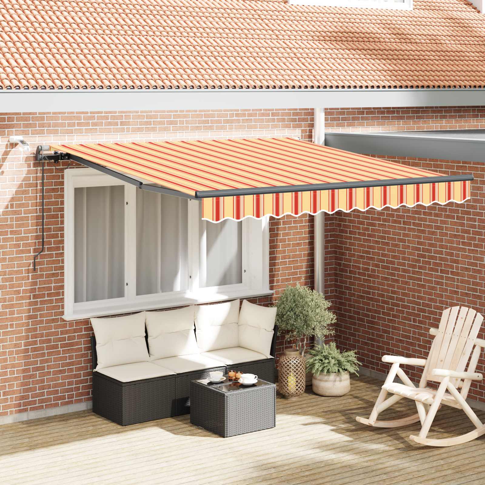 Saulessargs Audums ar Dzeltenu un Oranžu 350 x 250 cm Poliesters