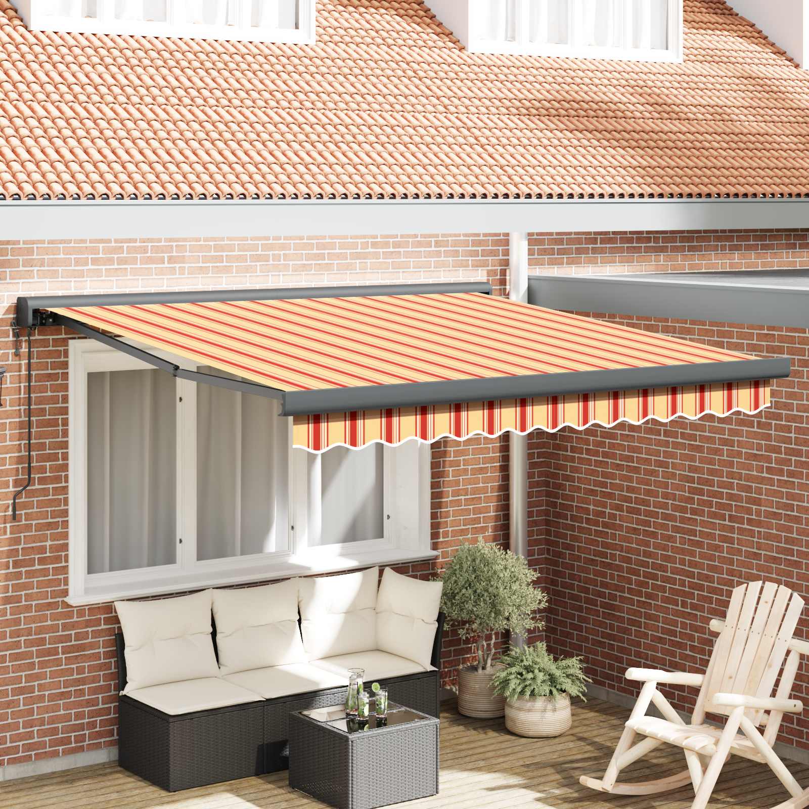 Automatic Retractable Awning Yellow and Orange 350x250 cm
