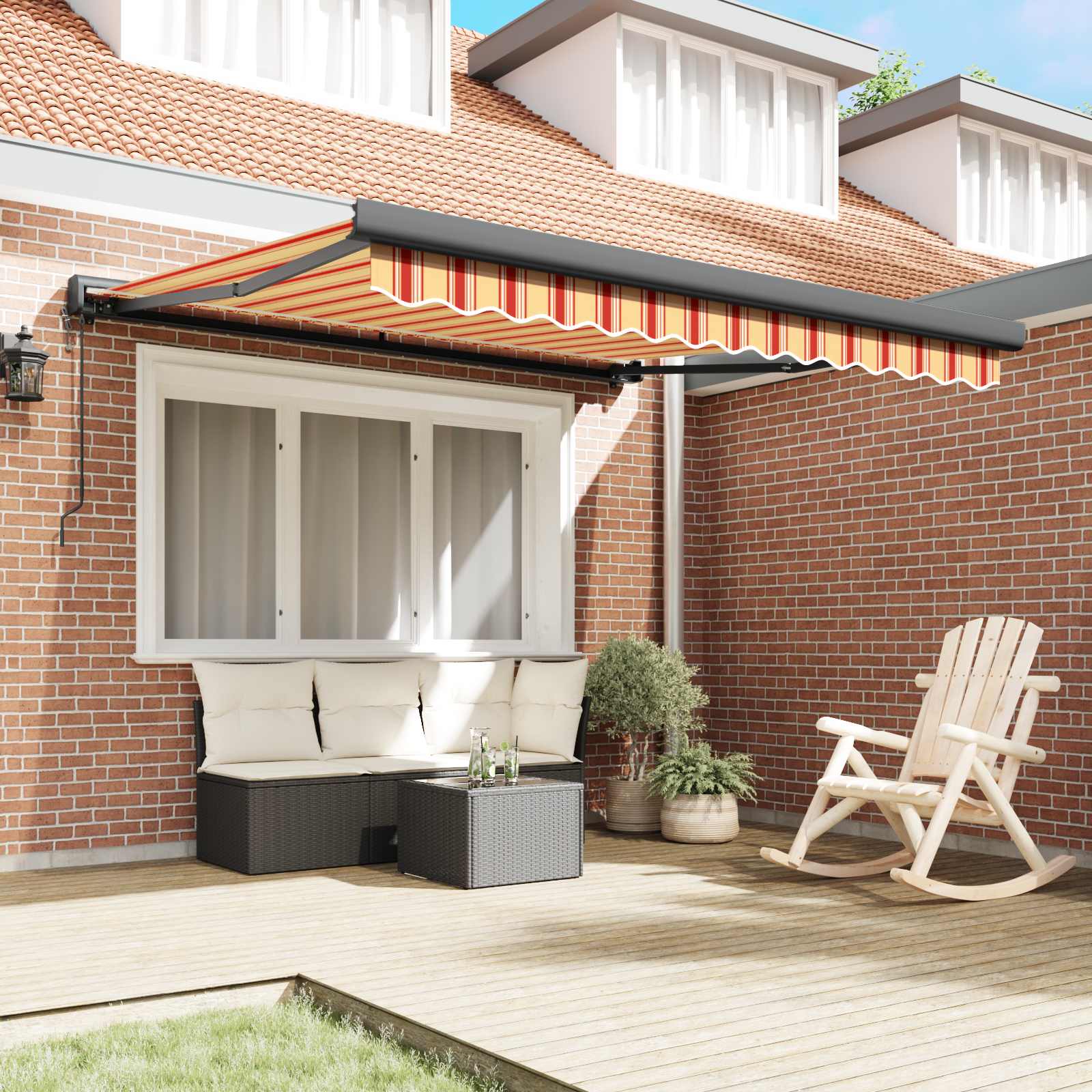 Automatic Retractable Awning Yellow and Orange 350x250 cm