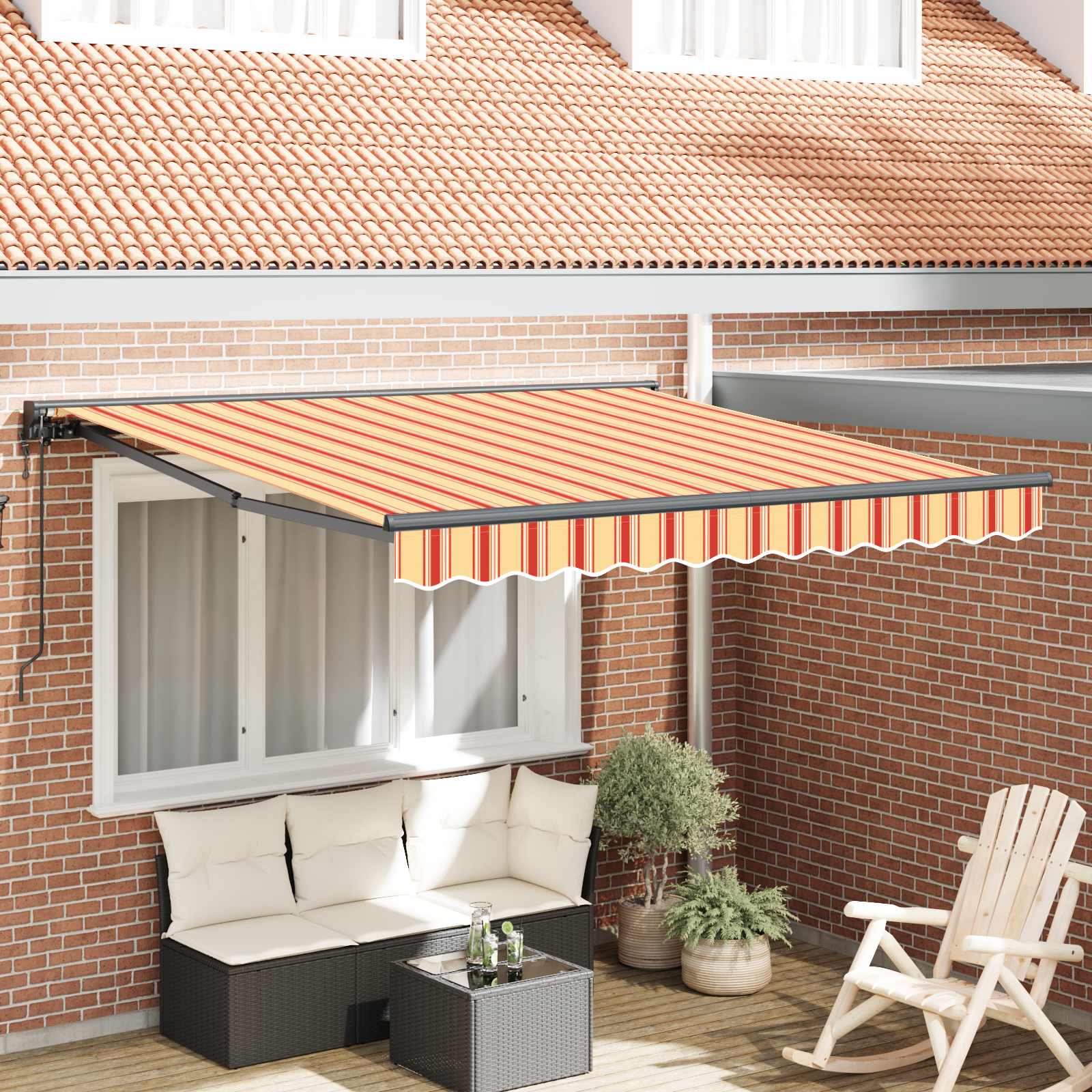 Retractable Awning Yellow and Orange 350x250 cm fabric