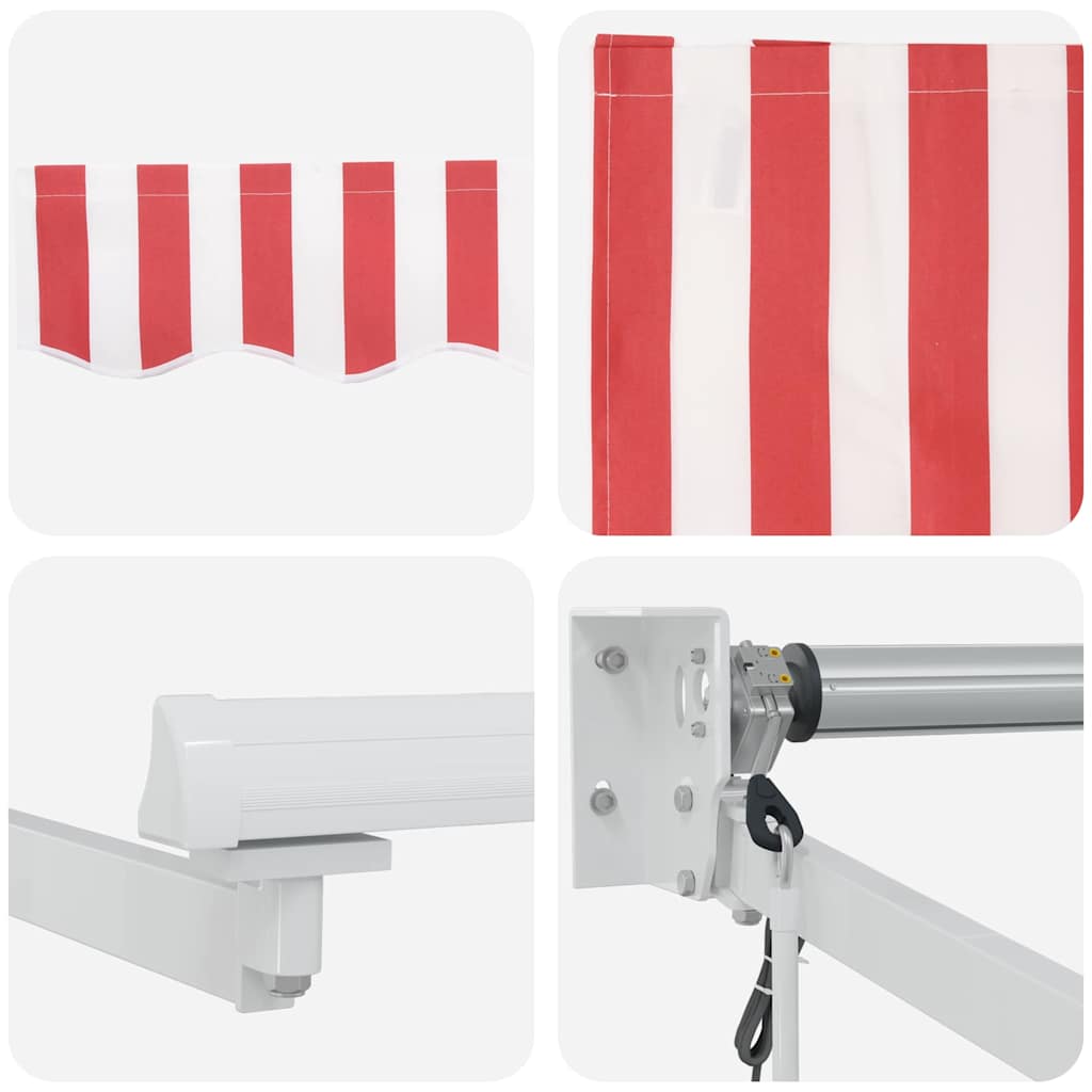 automatinė įtraukiama markizė raudonai ir baltai dryžuota 350x250 cm