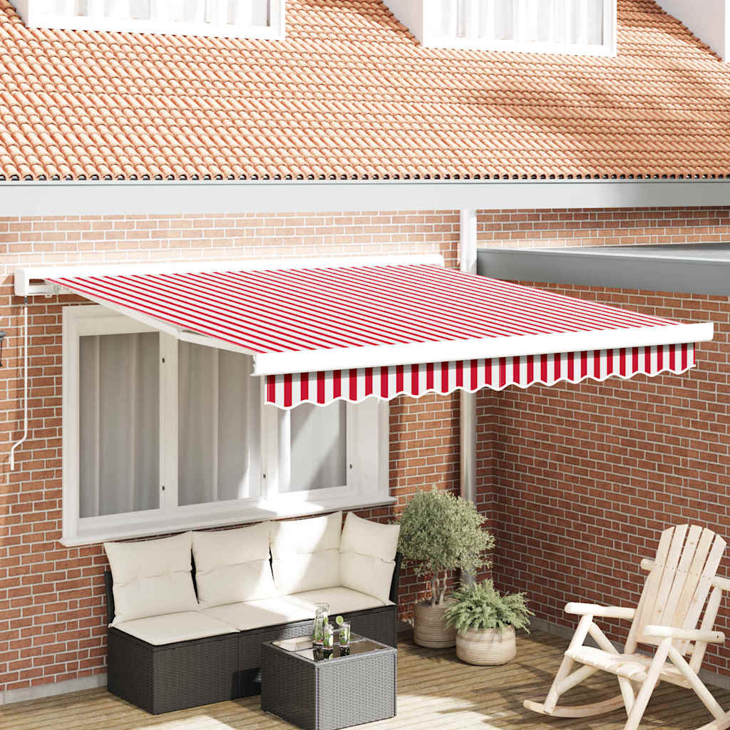 Retractable Awning Red and White 350 x 250 cm