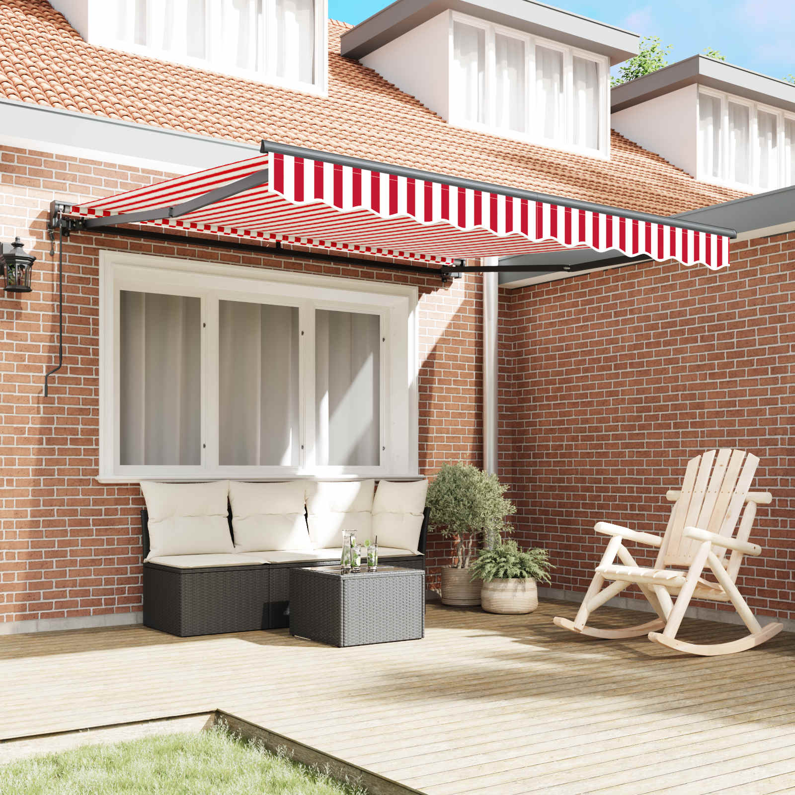 Markizės rėmas Raudona ir balta 350 x 250 cm
