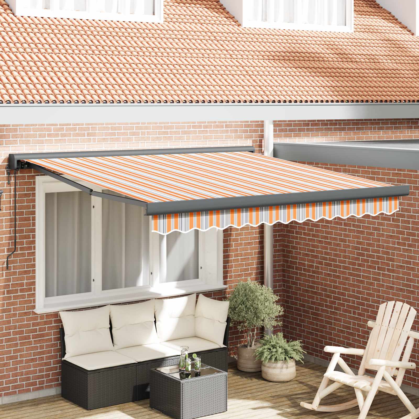 Automatic Retractable Awning Multicoloured Striped 350x250 cm