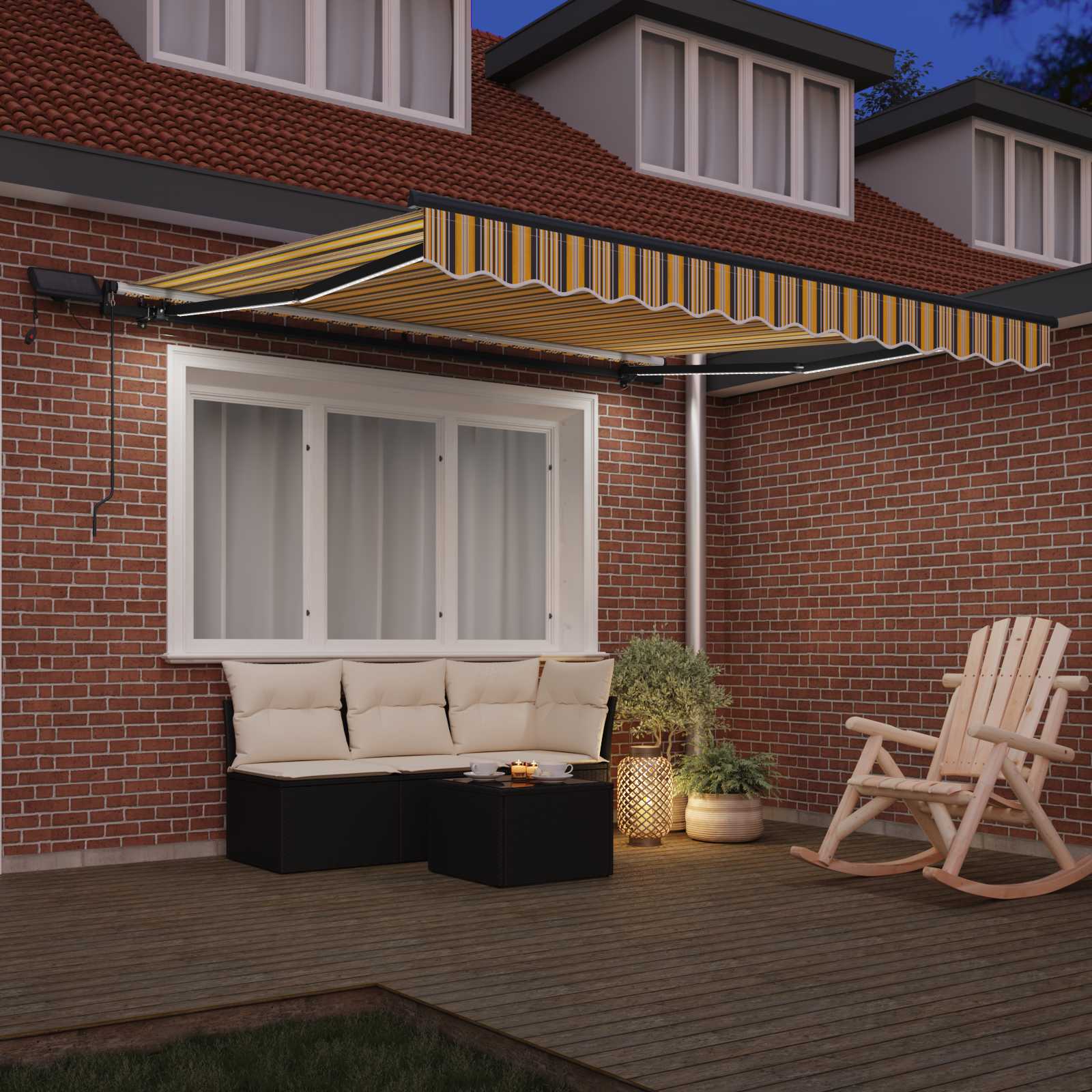 Rankinė Įtraukiama Markizė su LED Daugiaspalvėmis Juostelėmis 350x250 cm