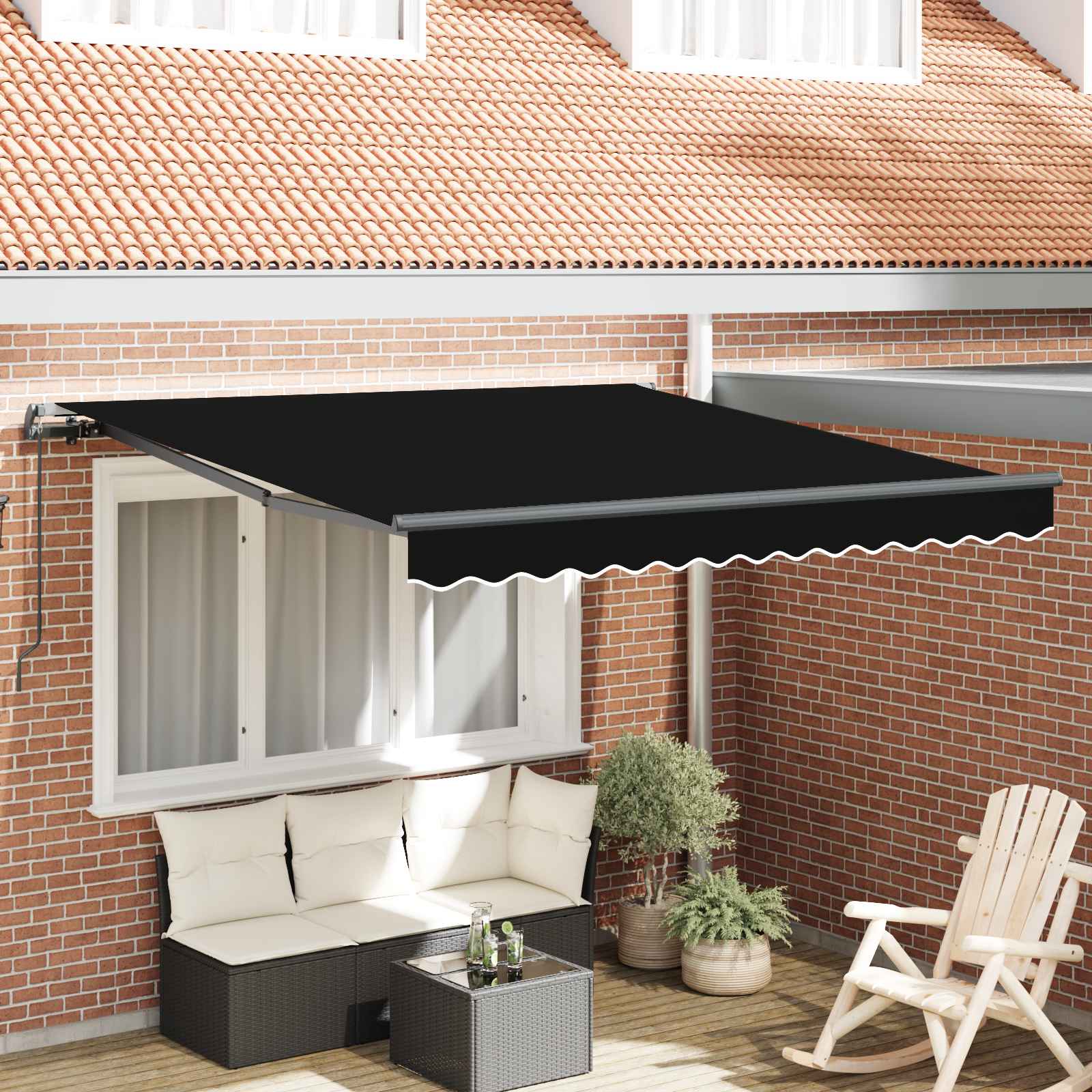 Ištraukiama markizė Juoda 350 x 250 cm Poliesteris ir plienas