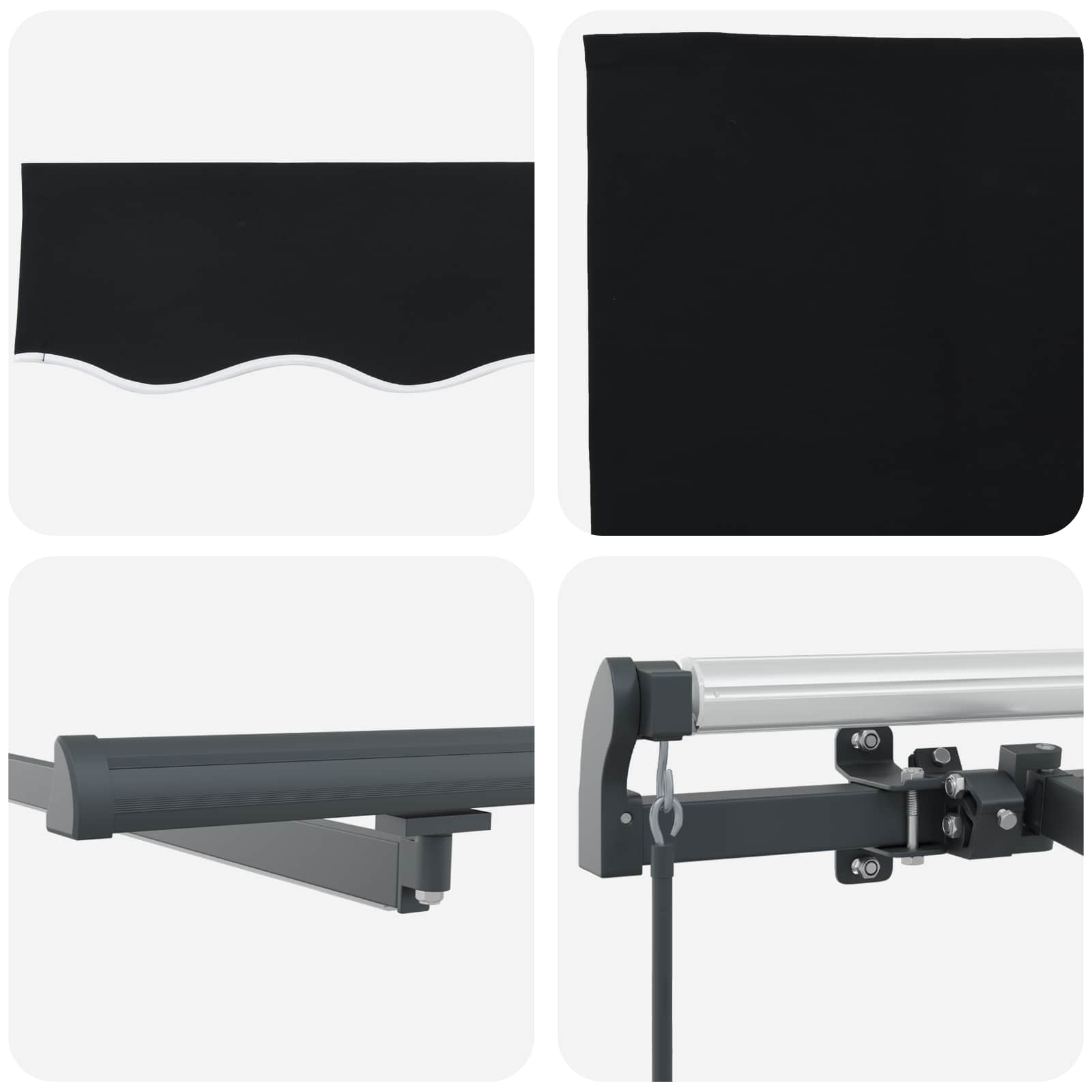 Manuāla izvelkamā nojume ar LED melna 350x250 cm