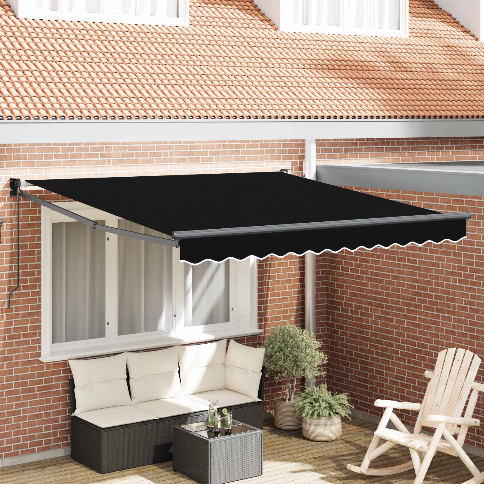 Ištraukiama markizė Juoda 350 x 250 cm Poliesteris ir aliuminis