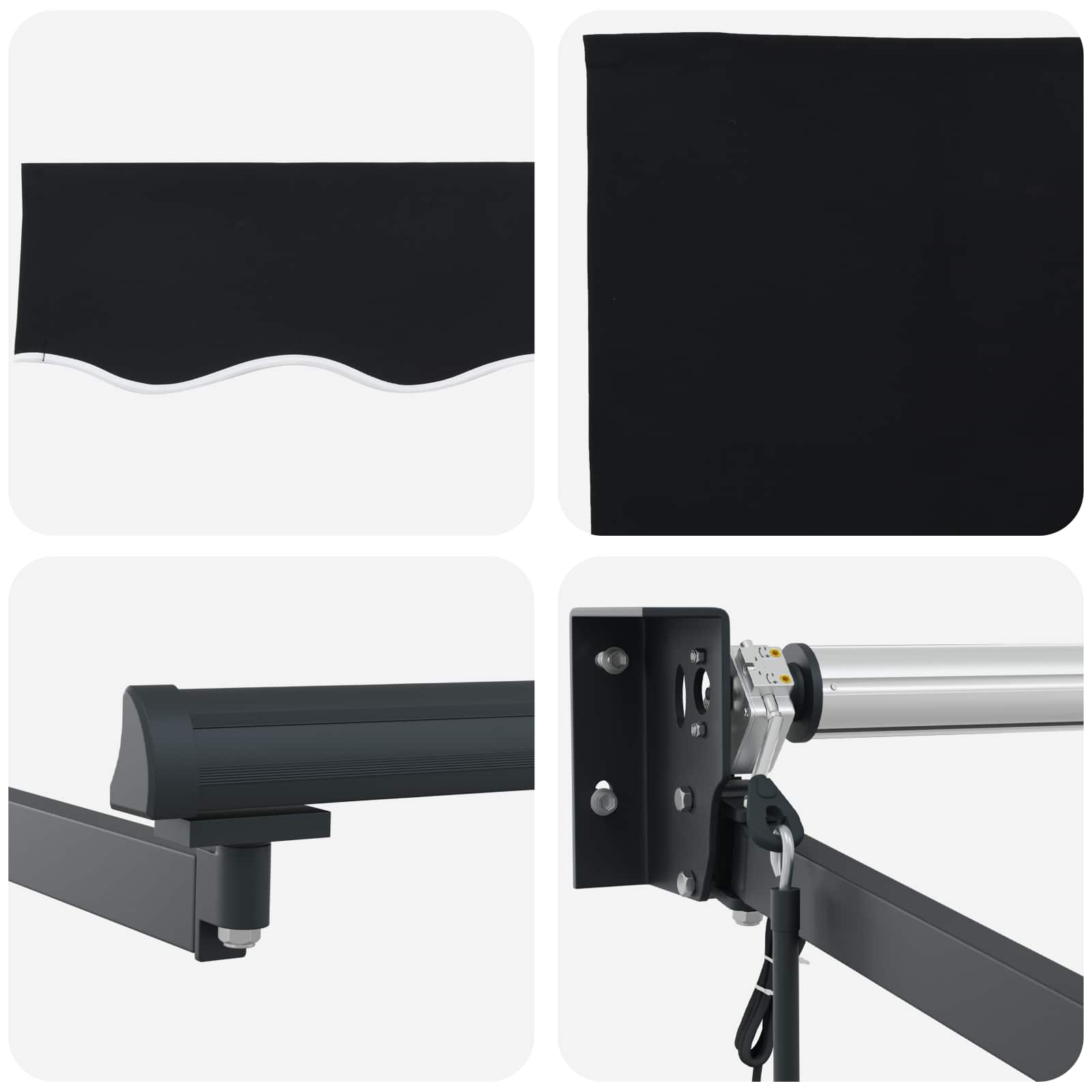 Retractable Awning Black 350 x 250 cm Polyester and Aluminium