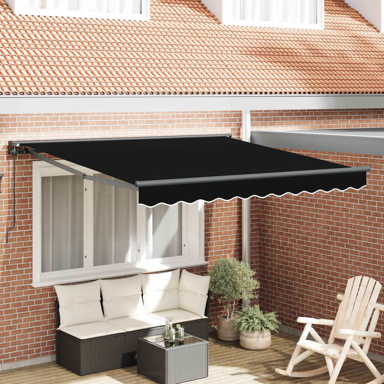 Ištraukiama markizė Juoda 350x250 cm audinys