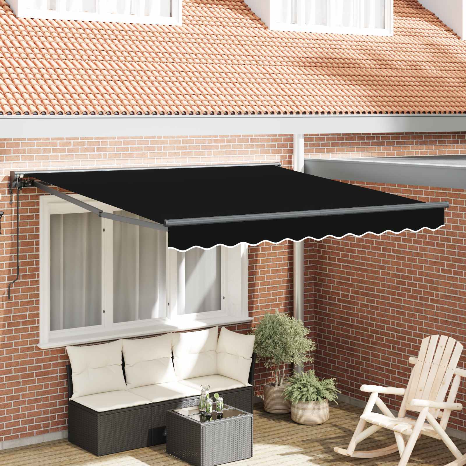 Ištraukiama markizė Juoda 350x250 cm audinys