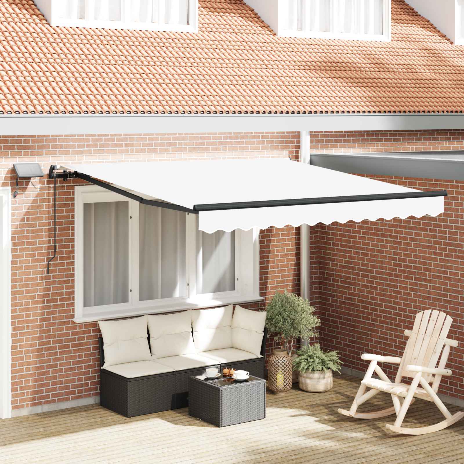 Rankinė Įtraukiama Markizė su LED Balta 350x250 cm