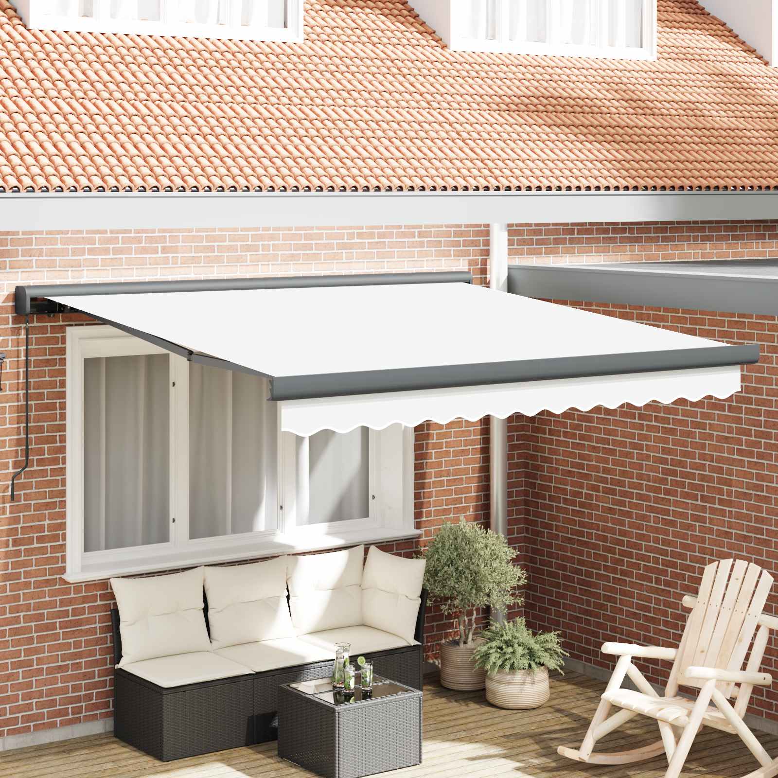 Izvelkams tents Balts 350 x 250 cm Audums, metāls