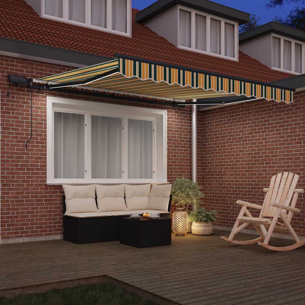 Įtraukimo rankinė markizė su LED Žalia ir Geltona 350x250 cm