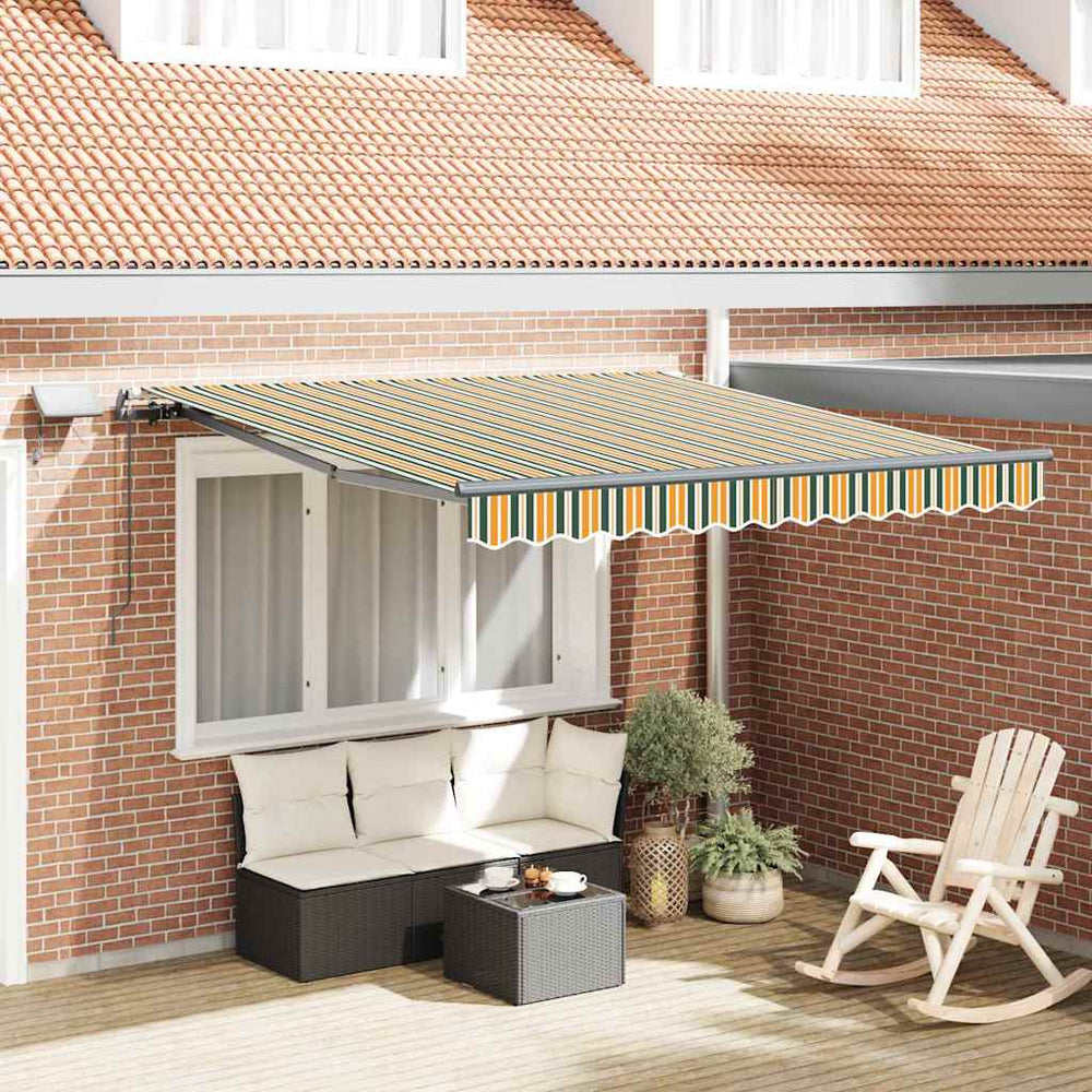 Įtraukimo rankinė markizė su LED Žalia ir Geltona 350x250 cm