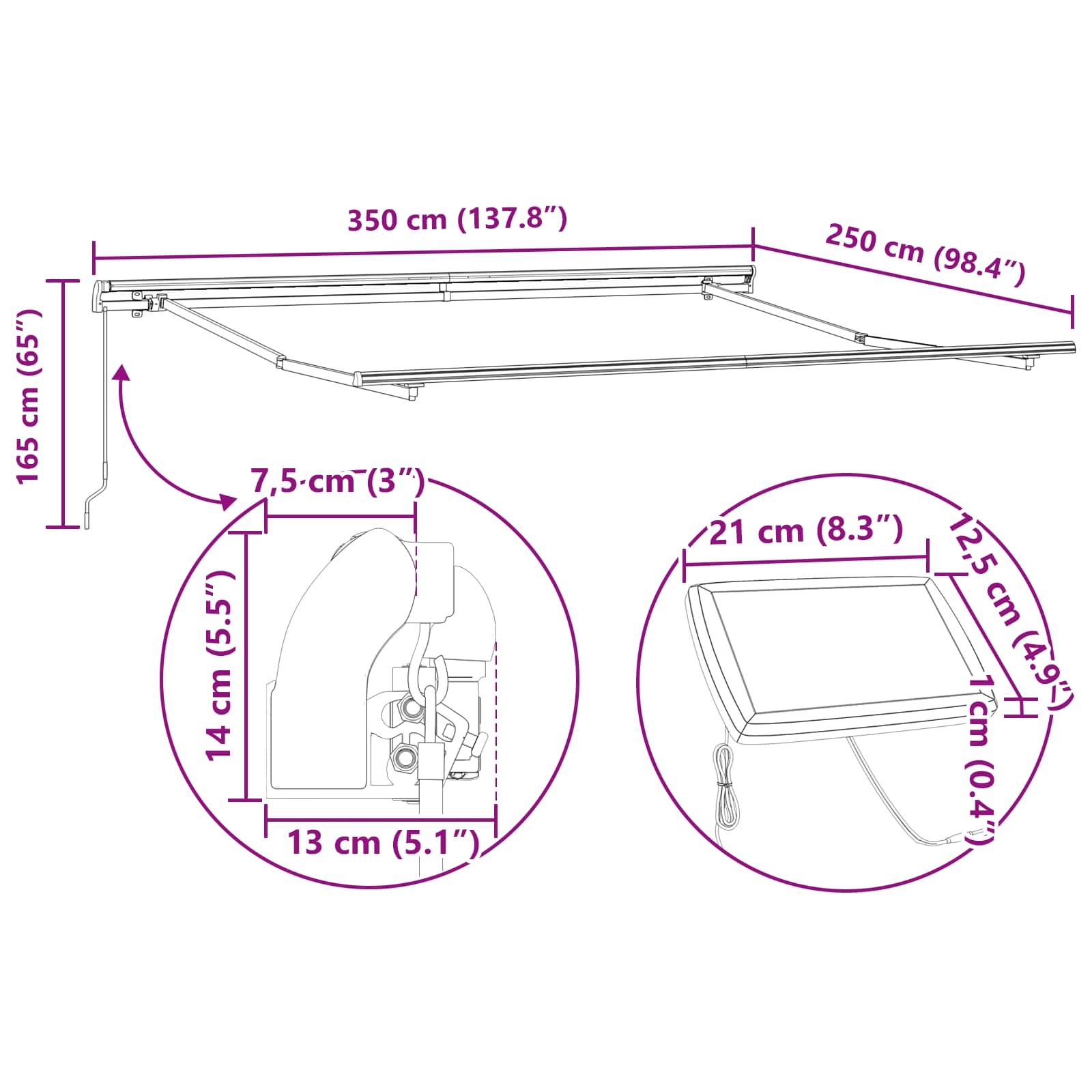 Ištraukiama markizė Žalia ir geltona 350 x 250 cm