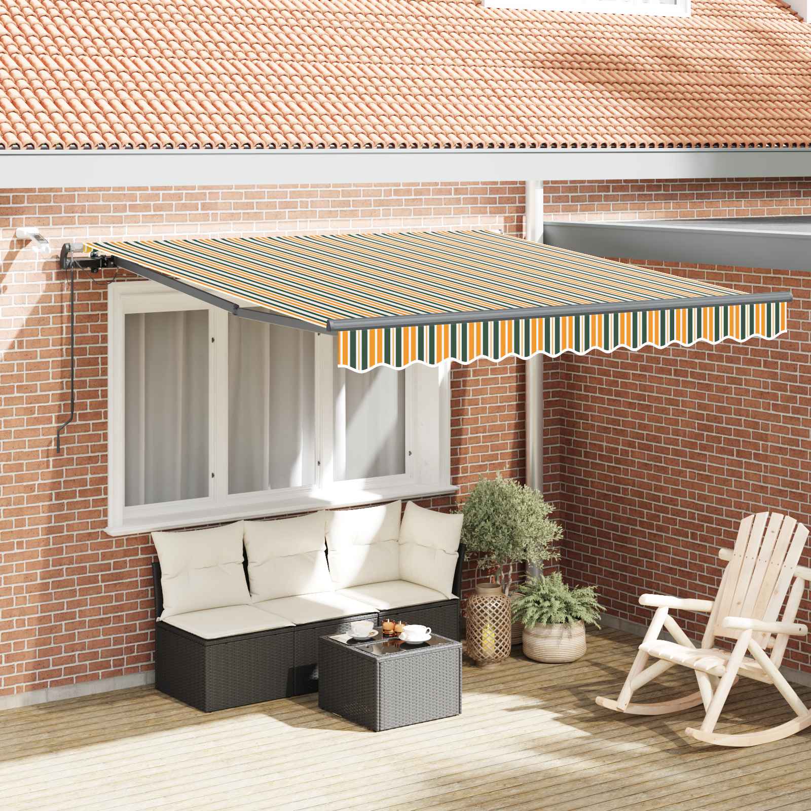 Skėtis Audinys Žalia ir geltona 350 x 250 cm Poliesteris