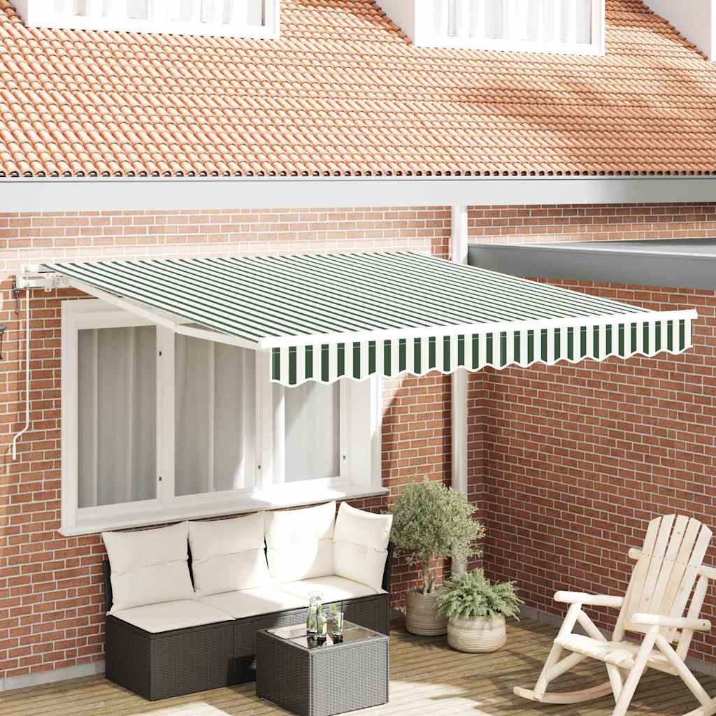 Elektrinė ištraukiama pavėsinė Žalia ir balta 350 x 250 cm