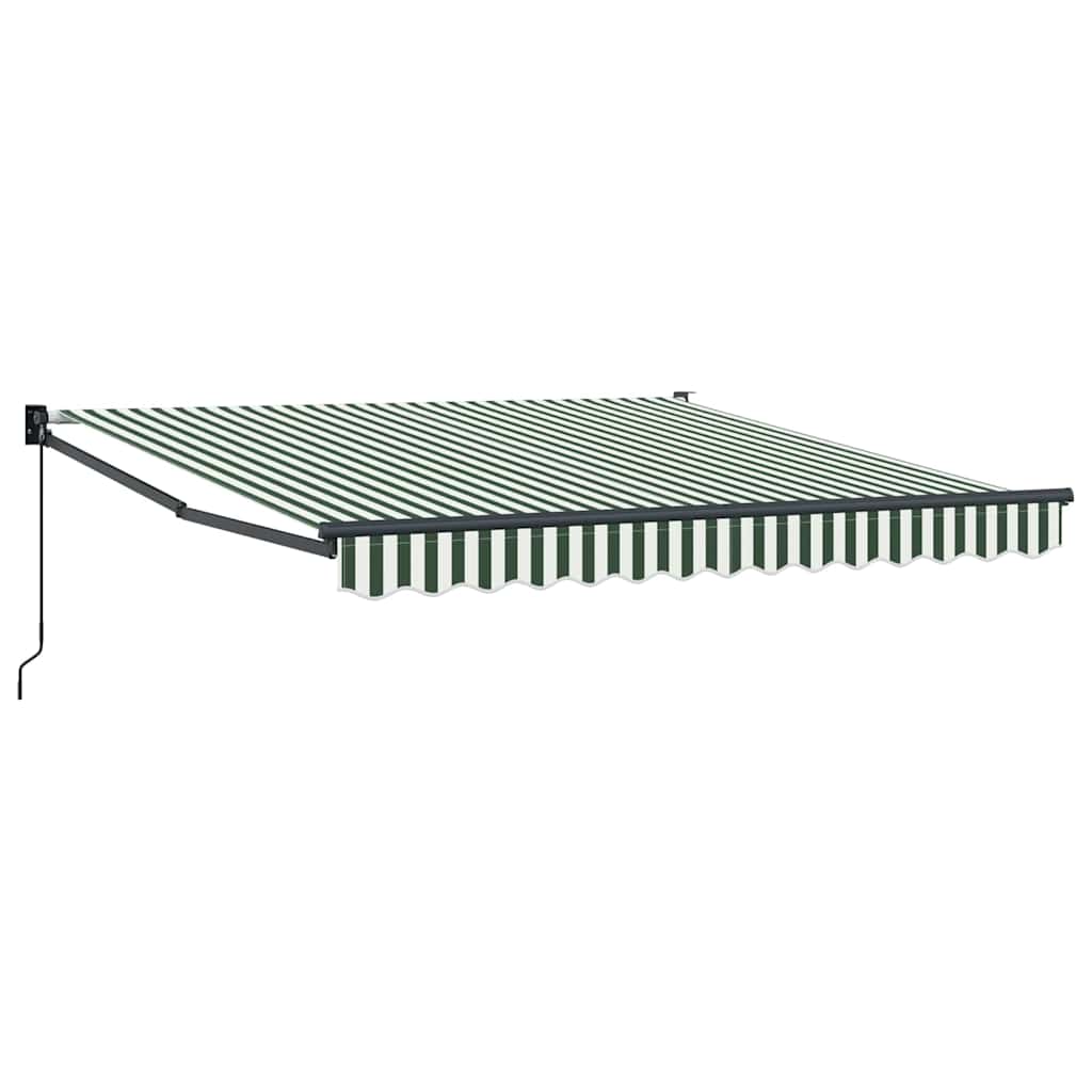 Retractable Awning Green and White 350 x 250 cm