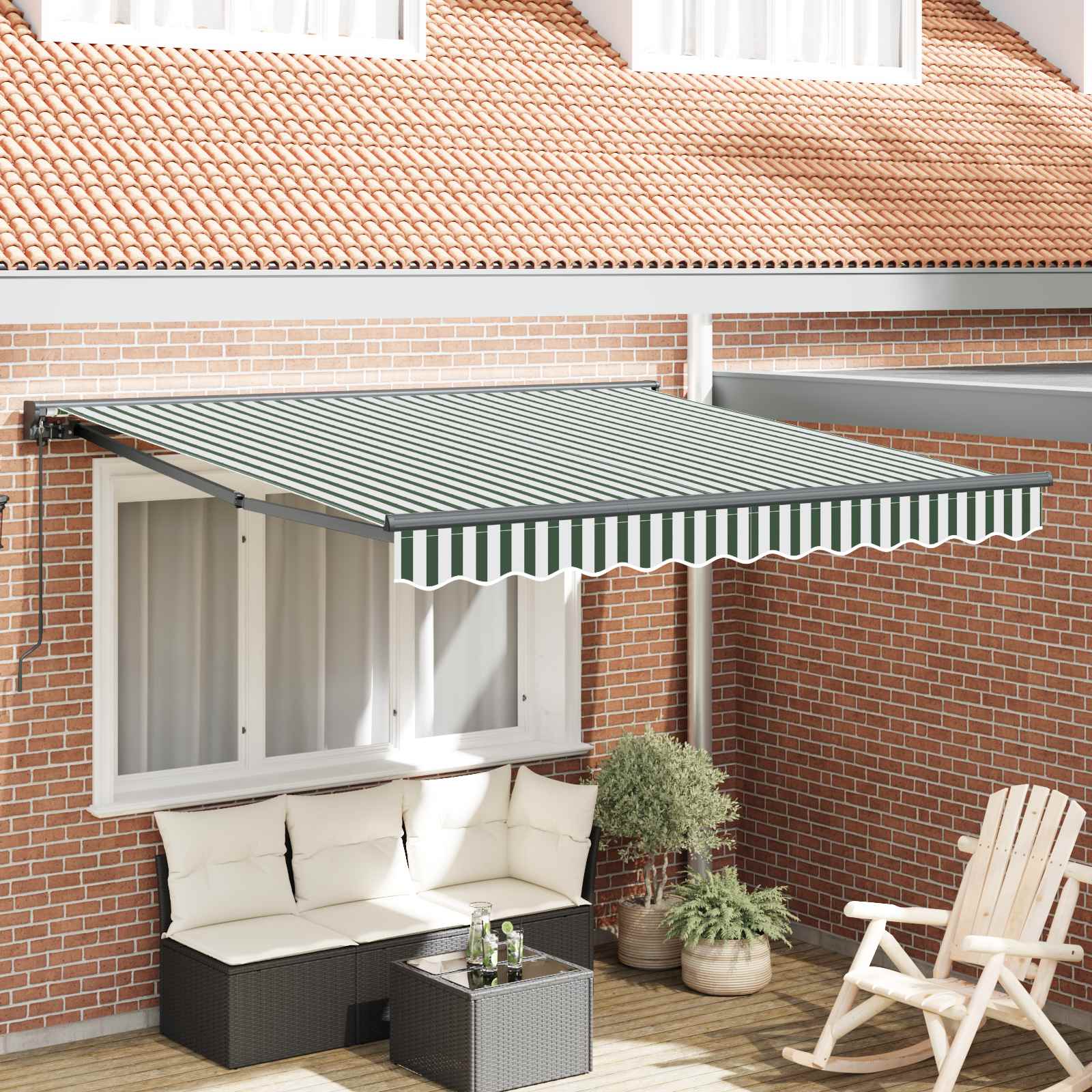 Awning frame Green and white 350 x 250 cm