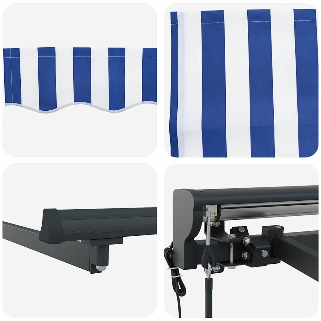 Retractable Awning Blue and White 400x300 cm fabric