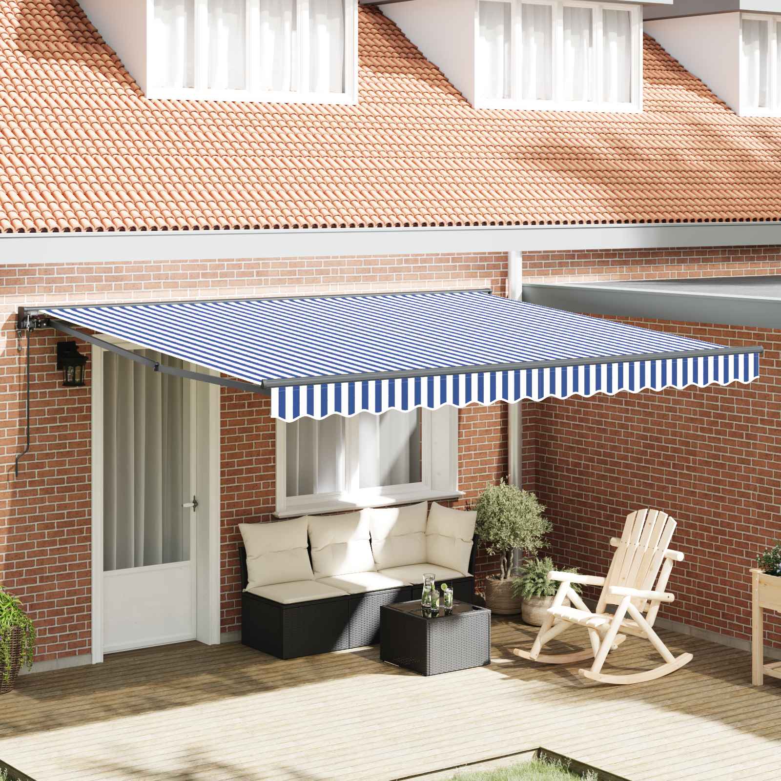 Retractable Awning Blue and White 400x300 cm fabric