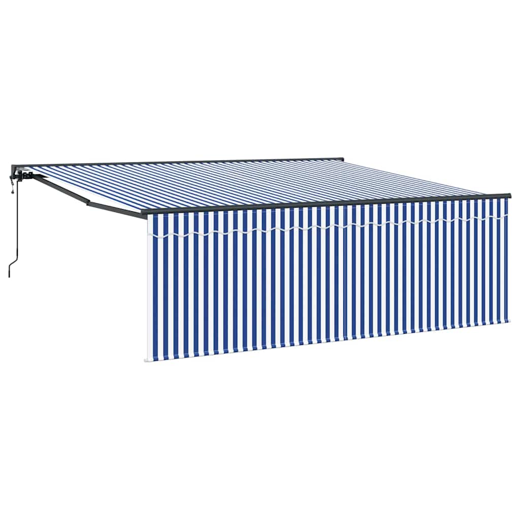 Izvelkams saulessargs Zilas un baltas svītras 400 × 300 cm