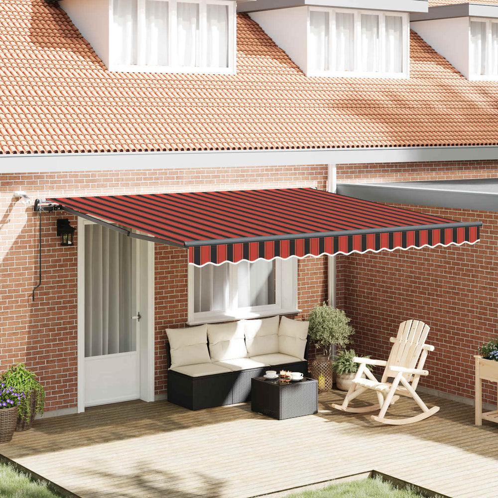 Automatic retractable awning with LED orange and brown 400x300 cm