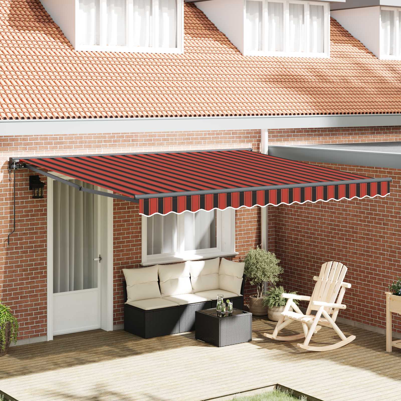 Retractable awning Orange and brown 400x300 cm fabric