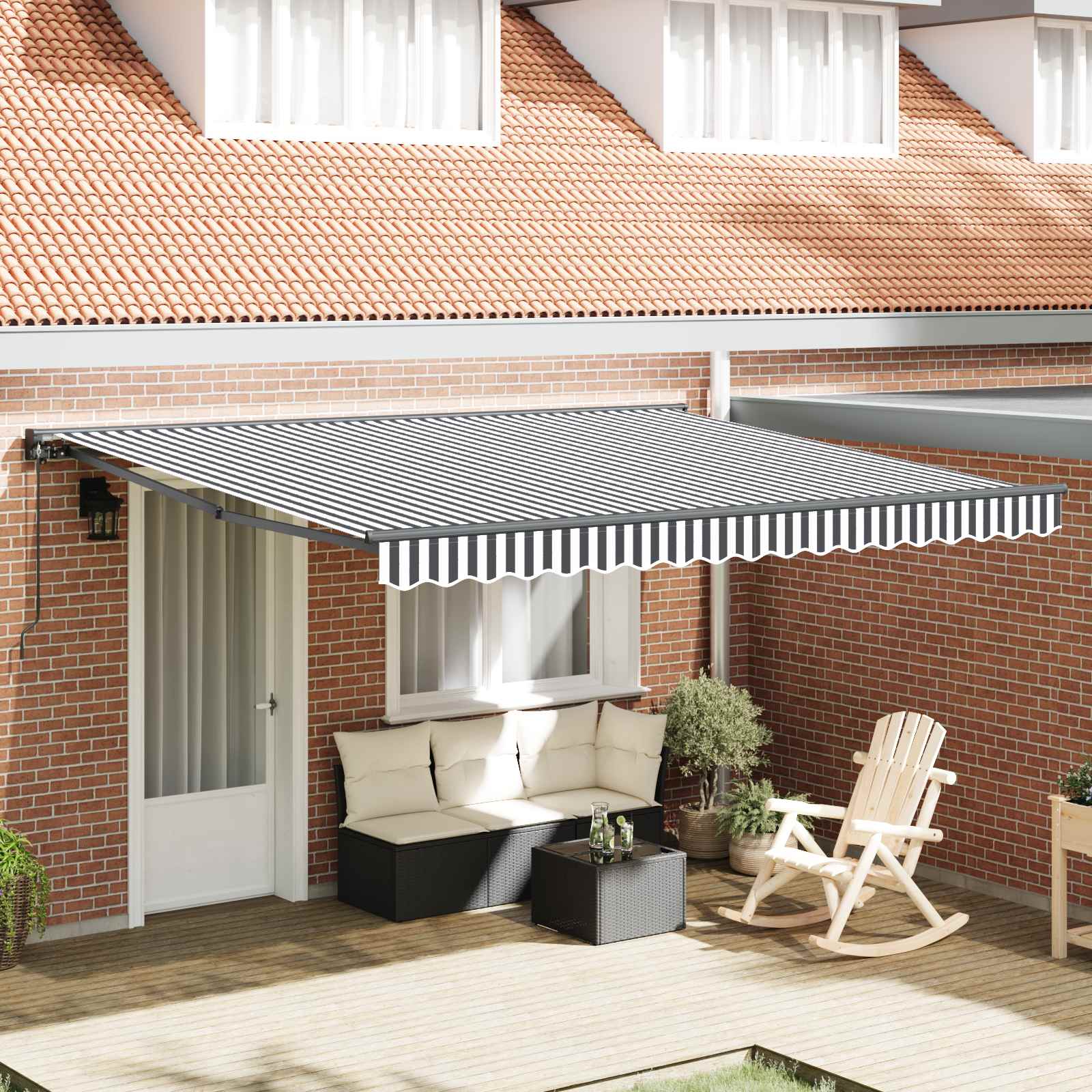 Retractable Awning Anthracite and white 400x300 cm fabric