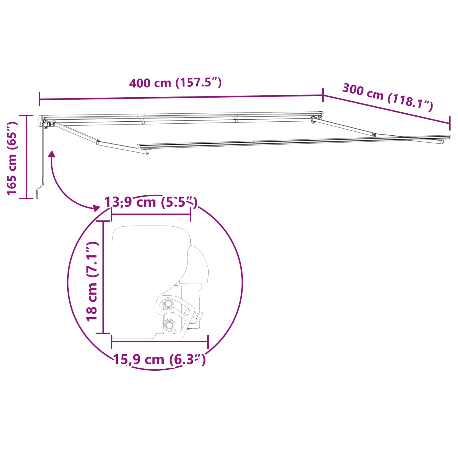 Retractable Awning Anthracite and white 400x300 cm fabric