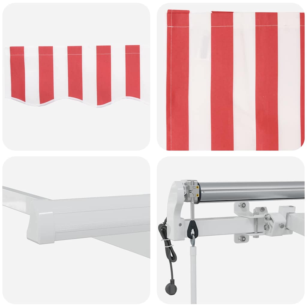 Retractable Awning Red and White Striped 400x300 cm